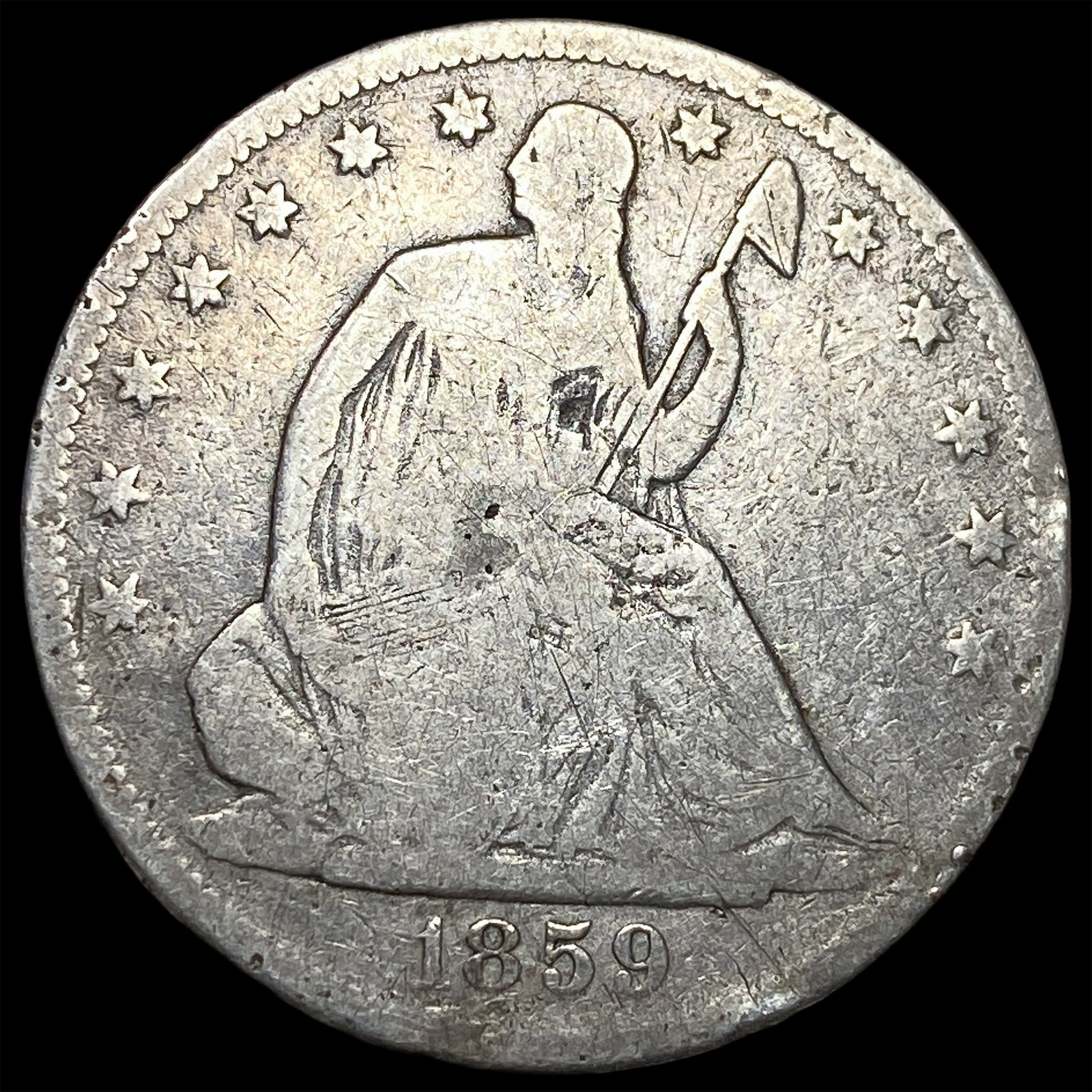 1859-S Silver Seated Liberty Half Dollar NICELY CIRCULATED (1 of 2)