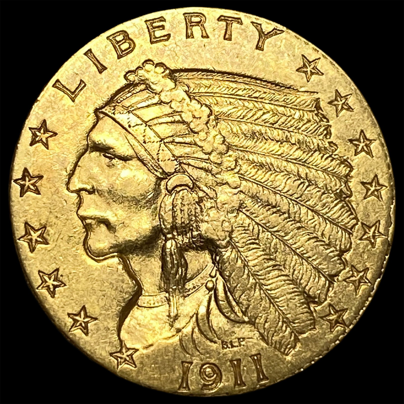 1911 Indian Head Gold $2.5 Quarter Eagle CLOSELY UNCIRCULATED: 1911 Indian Head Gold $2.5 Quarter Eagle CLOSELY UNCIRCULATED