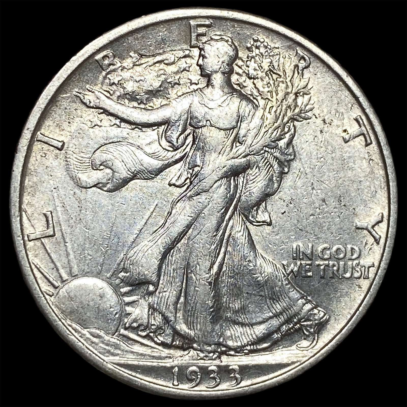 1933-S Walking Liberty Half Dollar CLOSELY UNCIRCULATED: 1933-S Walking Liberty Half Dollar CLOSELY UNCIRCULATED