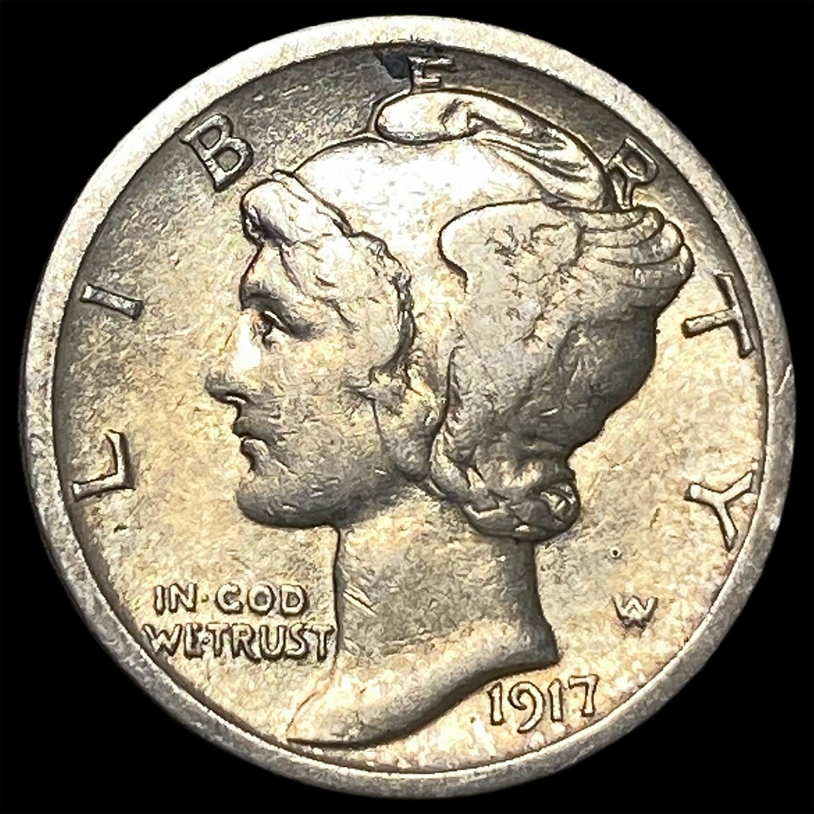 1917-D Mercury Dime NEARLY UNCIRCULATED: 1917-D Mercury Dime NEARLY UNCIRCULATED