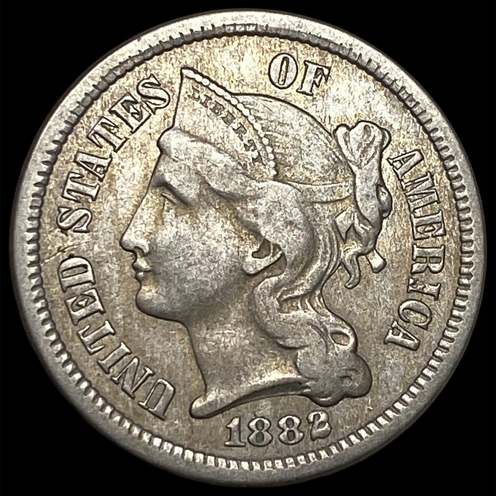 1882 Nickel Three-Cent Piece NEARLY UNCIRCULATED: 1882 Nickel Three-Cent Piece NEARLY UNCIRCULATED