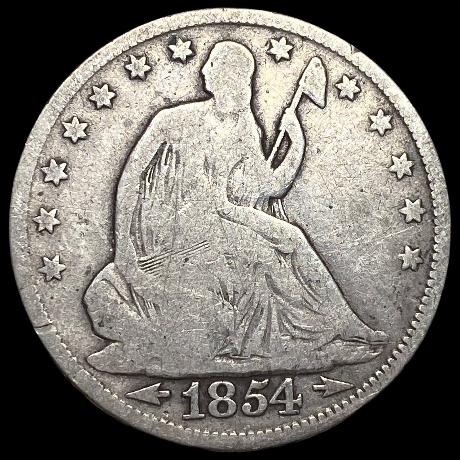 1854 Silver Seated Liberty Half Dollar NICELY CIRCULATED (1 of 2)