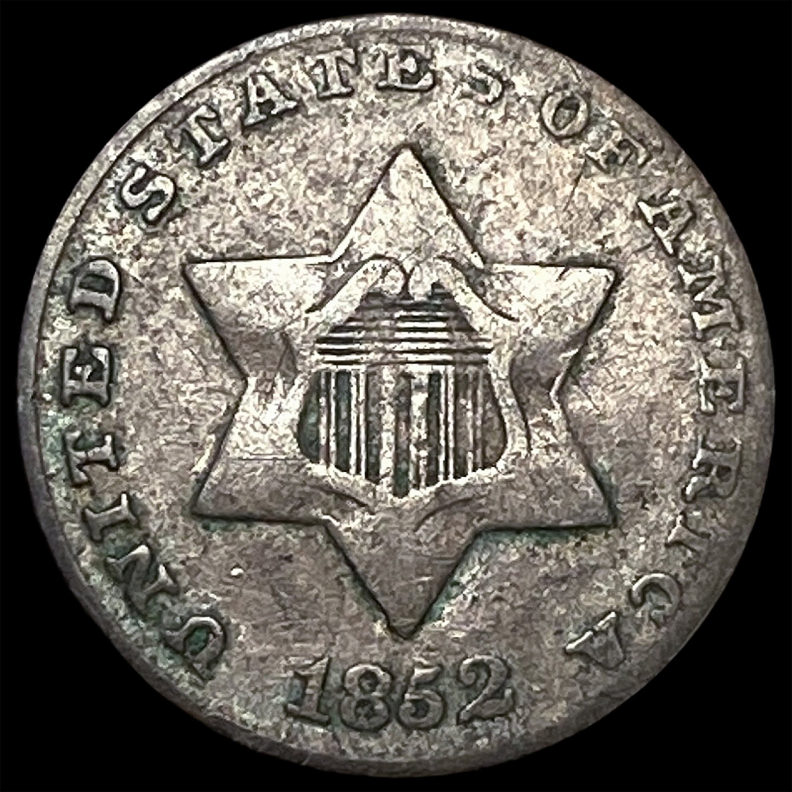 1852 Silver Three-Cent Piece LIGHTLY CIRCULATED: 1852 Silver Three-Cent Piece LIGHTLY CIRCULATED