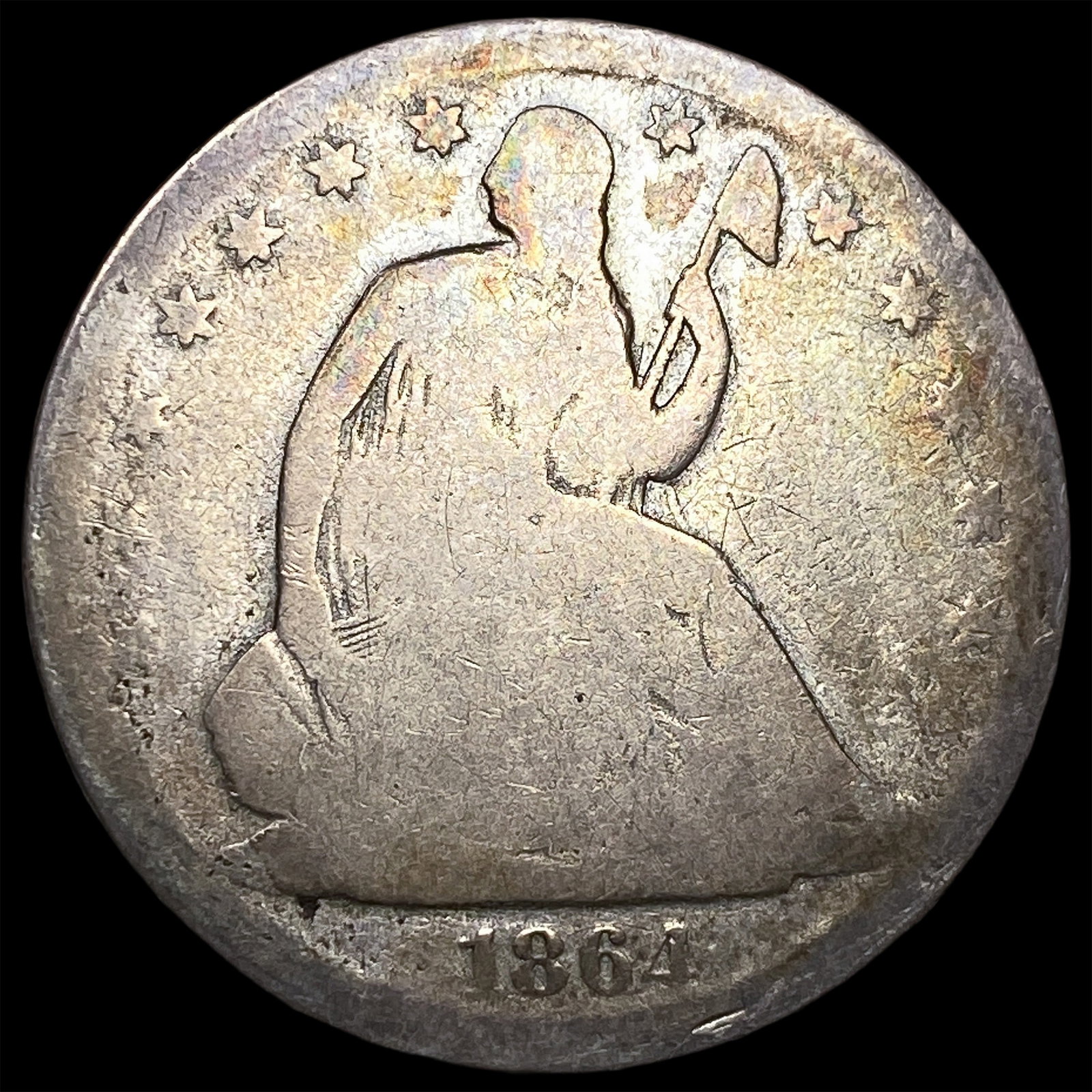 1864-S Silver Seated Liberty Half Dollar NICELY CIRCULATED: 1864-S Silver Seated Liberty Half Dollar NICELY CIRCULATED