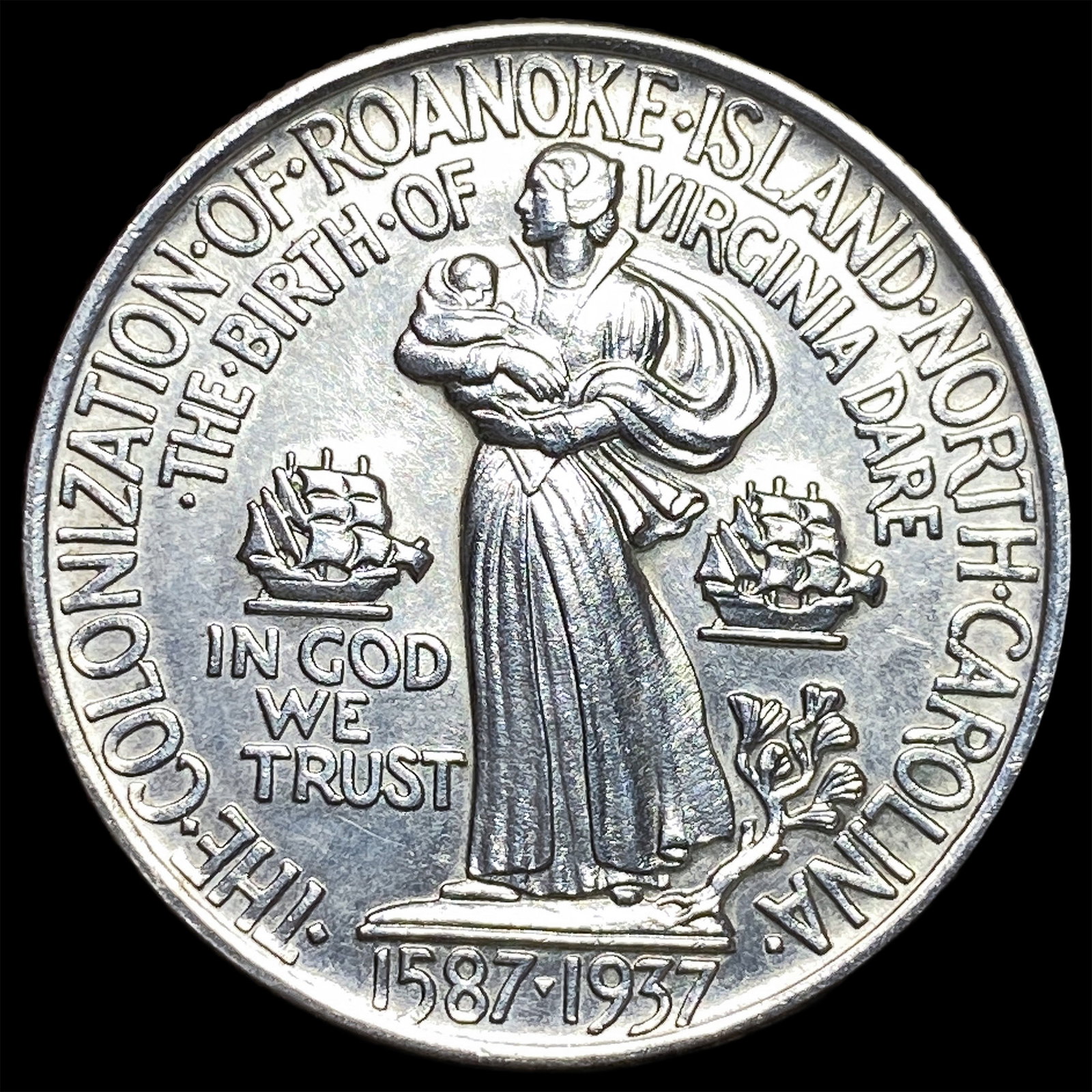1937 Silver Roanoke Island Half Dollar UNCIRCULATED: 1937 Silver Roanoke Island Half Dollar UNCIRCULATED