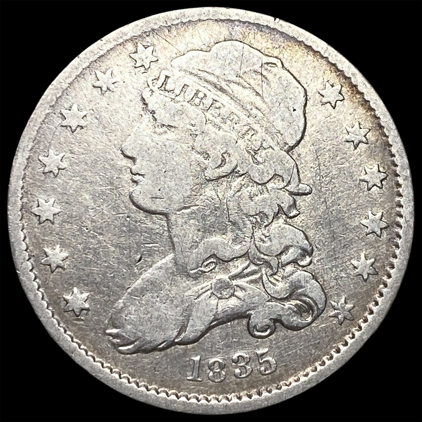 1835 Capped Bust Silver Quarter LIGHTLY CIRCULATED (1 of 2)