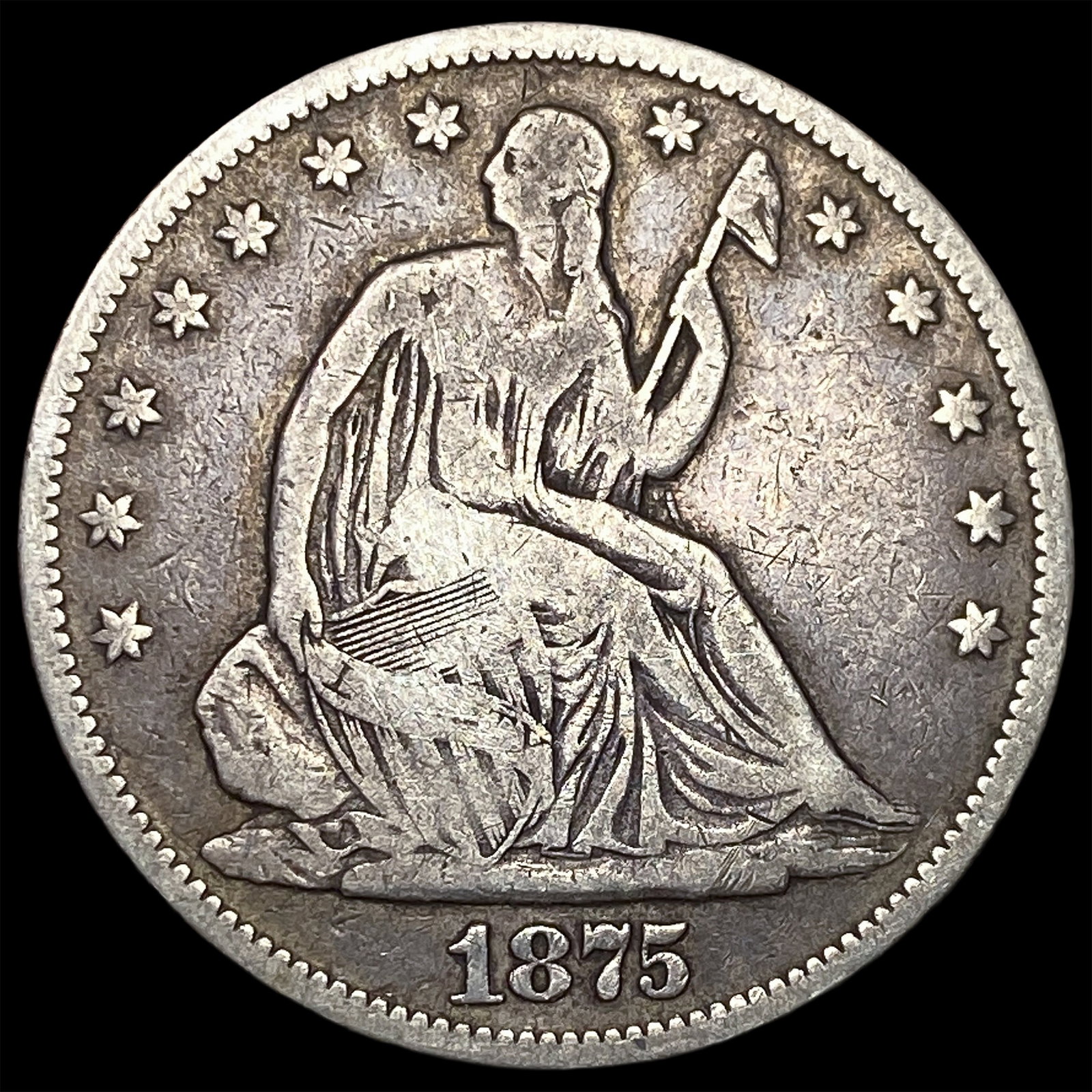 1875 Seated Liberty Half Dollar LIGHTLY CIRCULATED: 1875 Seated Liberty Half Dollar LIGHTLY CIRCULATED