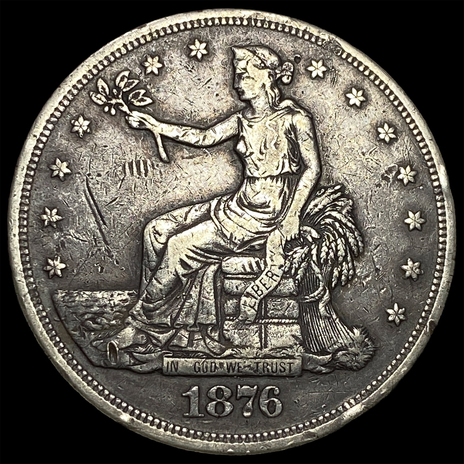 1876 Silver Trade Dollar NEARLY UNCIRCULATED (1 of 2)