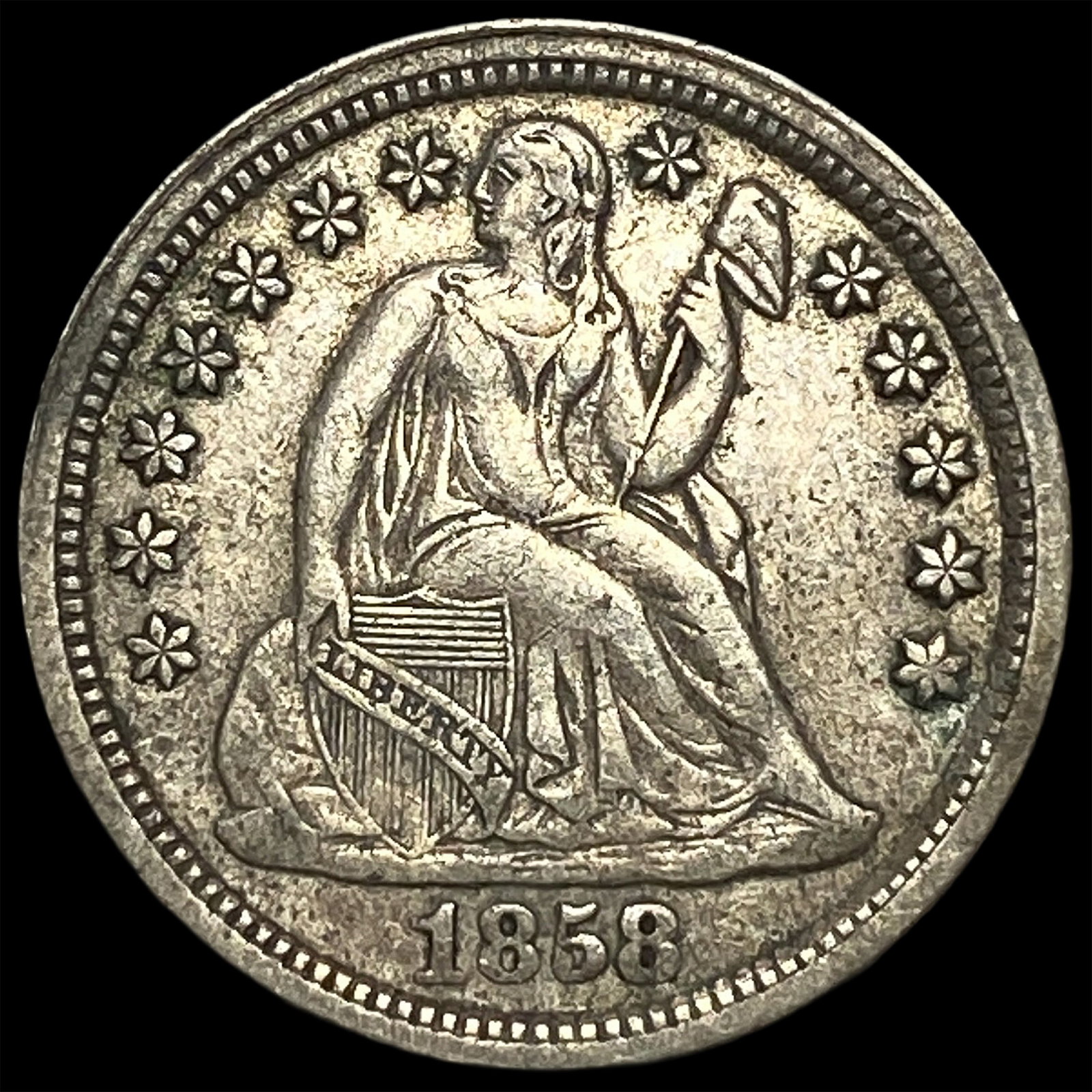 1858 Seated Liberty Dime CLOSELY UNCIRCULATED: 1858 Seated Liberty Dime CLOSELY UNCIRCULATED