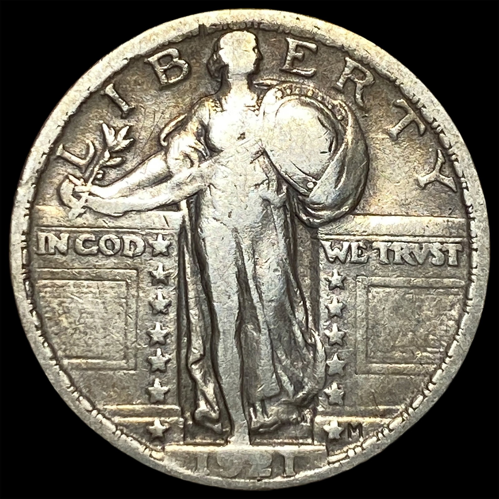 1921 Silver Standing Liberty Quarter NEARLY UNCIRCULATED: 1921 Silver Standing Liberty Quarter NEARLY UNCIRCULATED