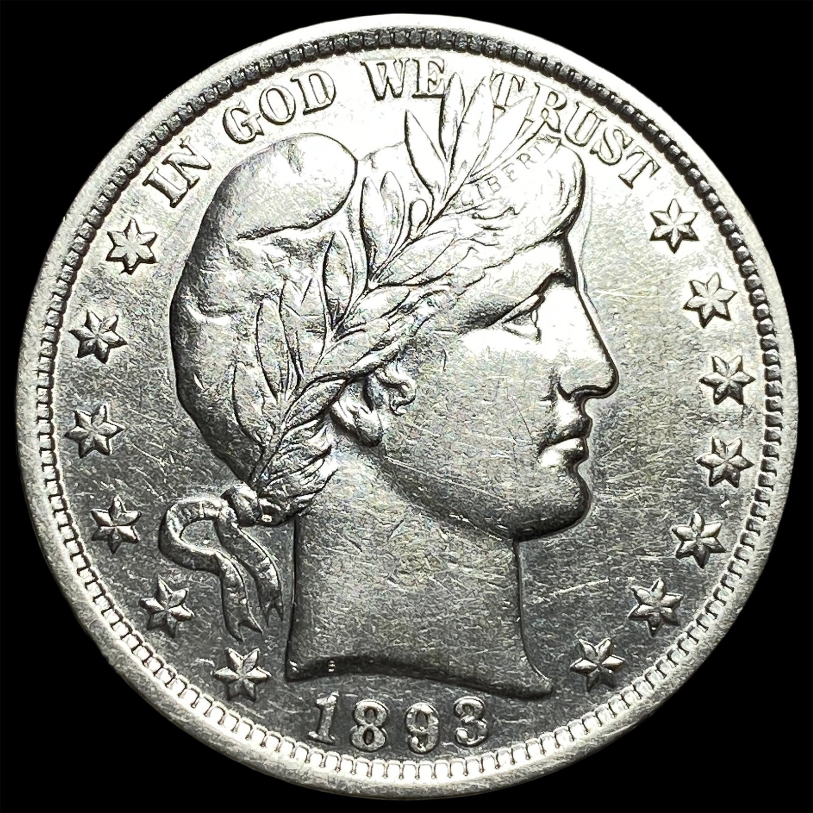 1893 Silver Barber Half Dollar CHOICE AU: 1893 Silver Barber Half Dollar CHOICE AU