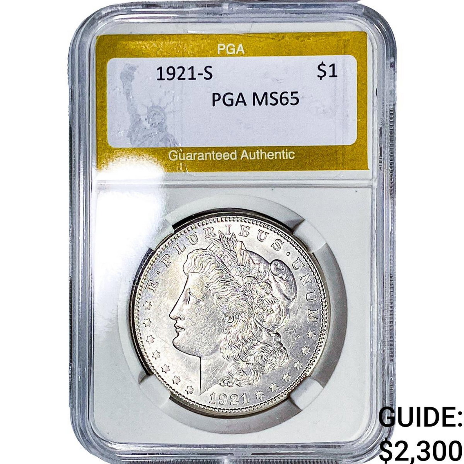 1921-S Morgan Silver Dollar PGA MS65: 1921-S Morgan Silver Dollar PGA MS65