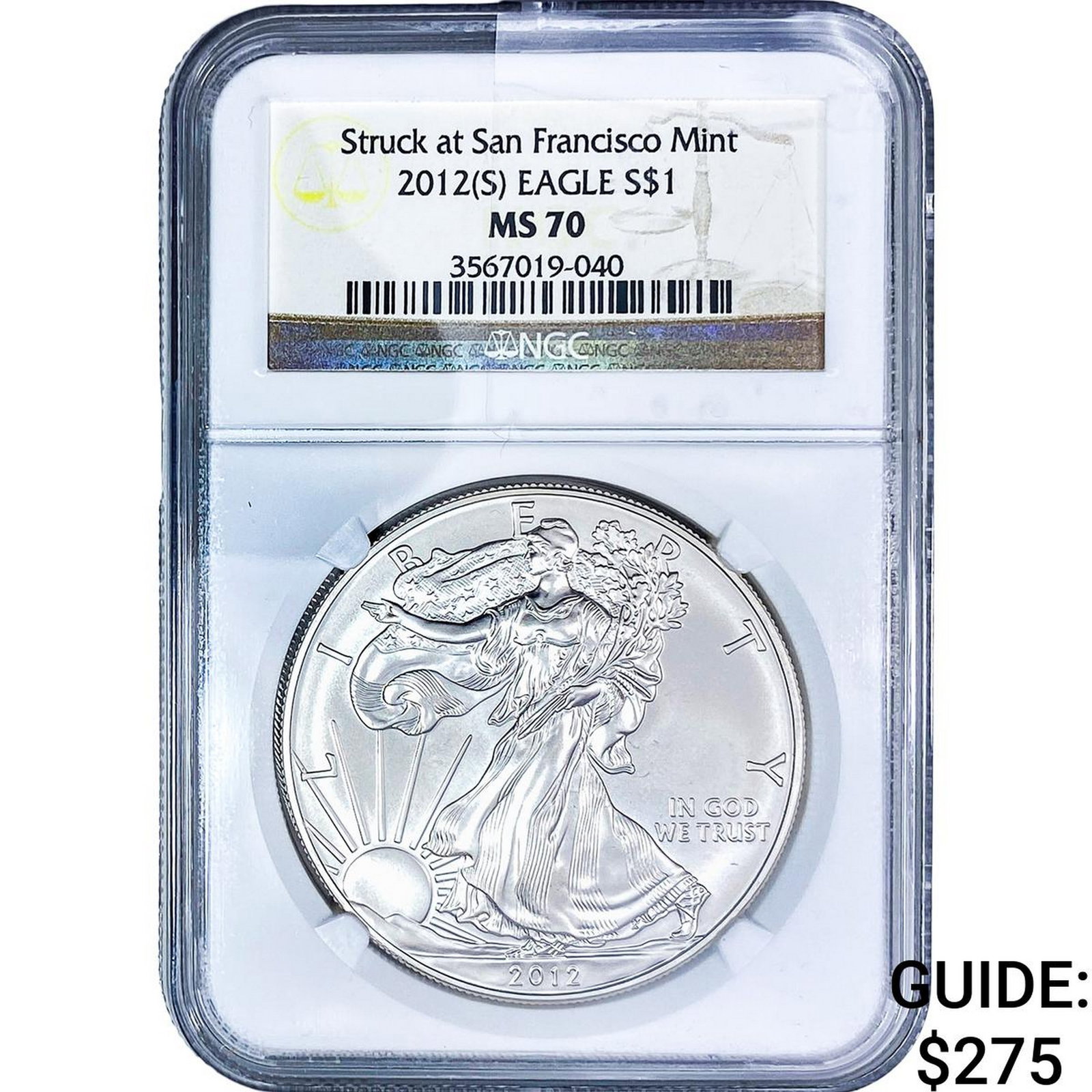 2012[S] Silver Eagle NGC MS70: 2012[S] Silver Eagle NGC MS70