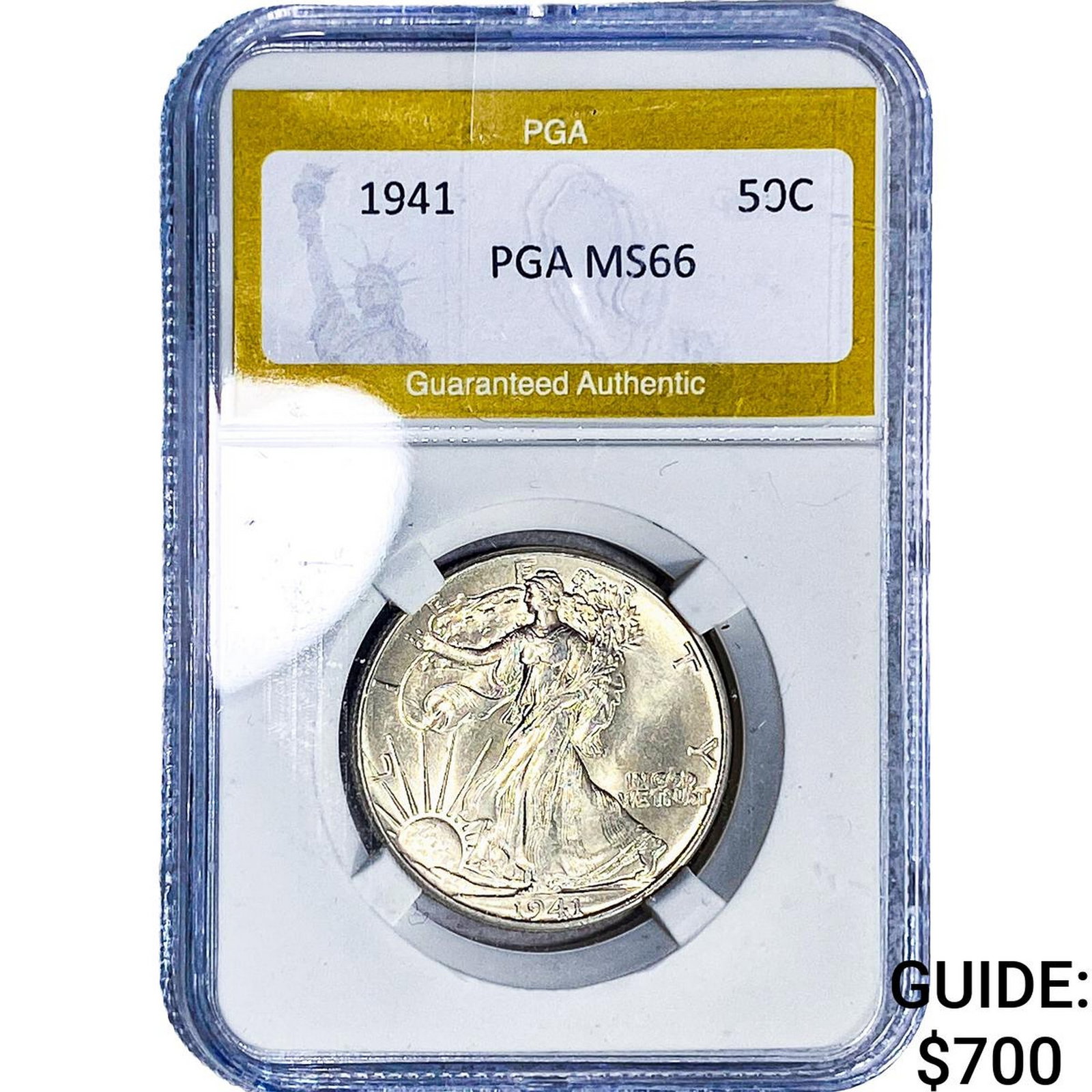 1941 Walking Liberty Half Dollar PGA MS66: 1941 Walking Liberty Half Dollar PGA MS66