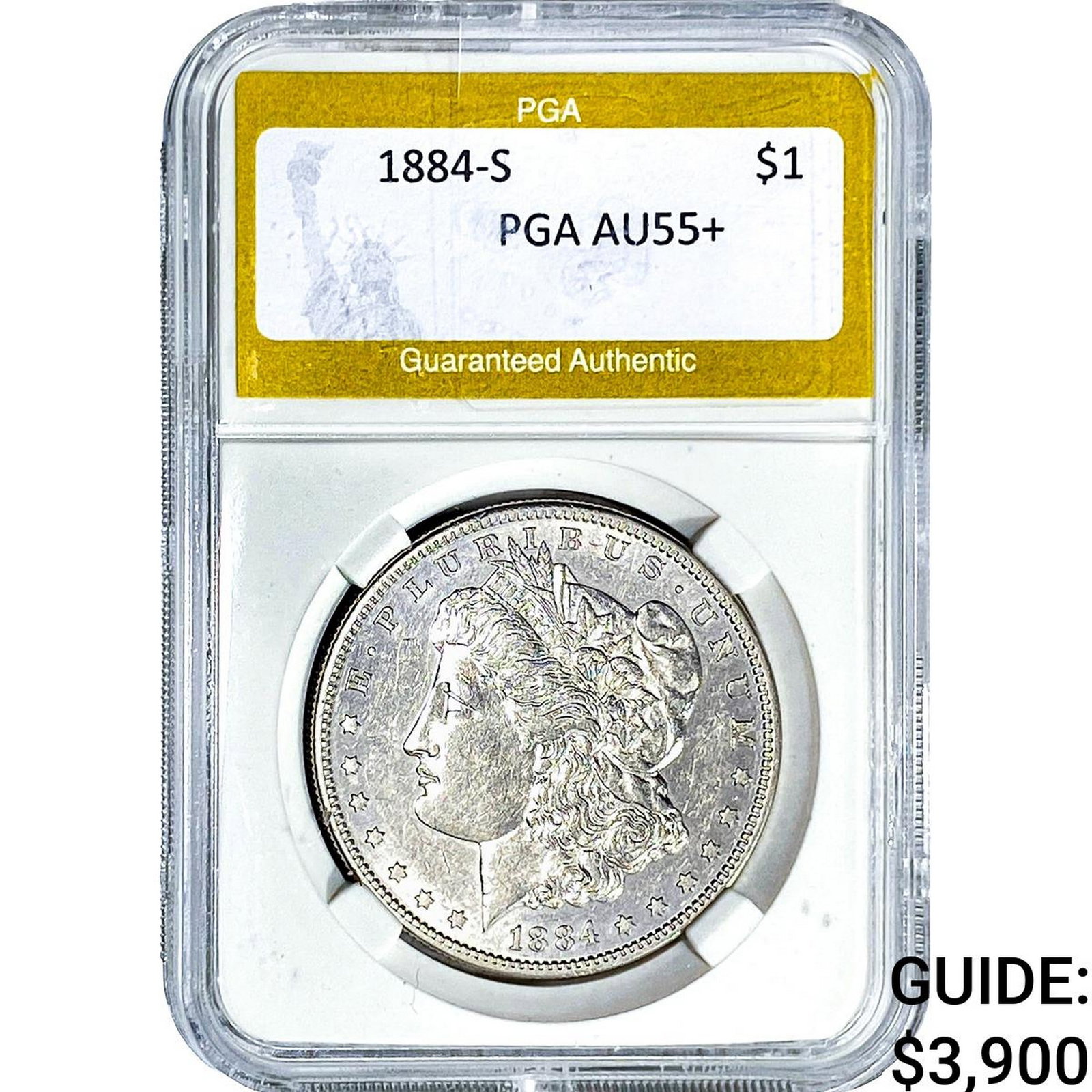1884-S Morgan Silver Dollar PGA AU55+: 1884-S Morgan Silver Dollar PGA AU55+