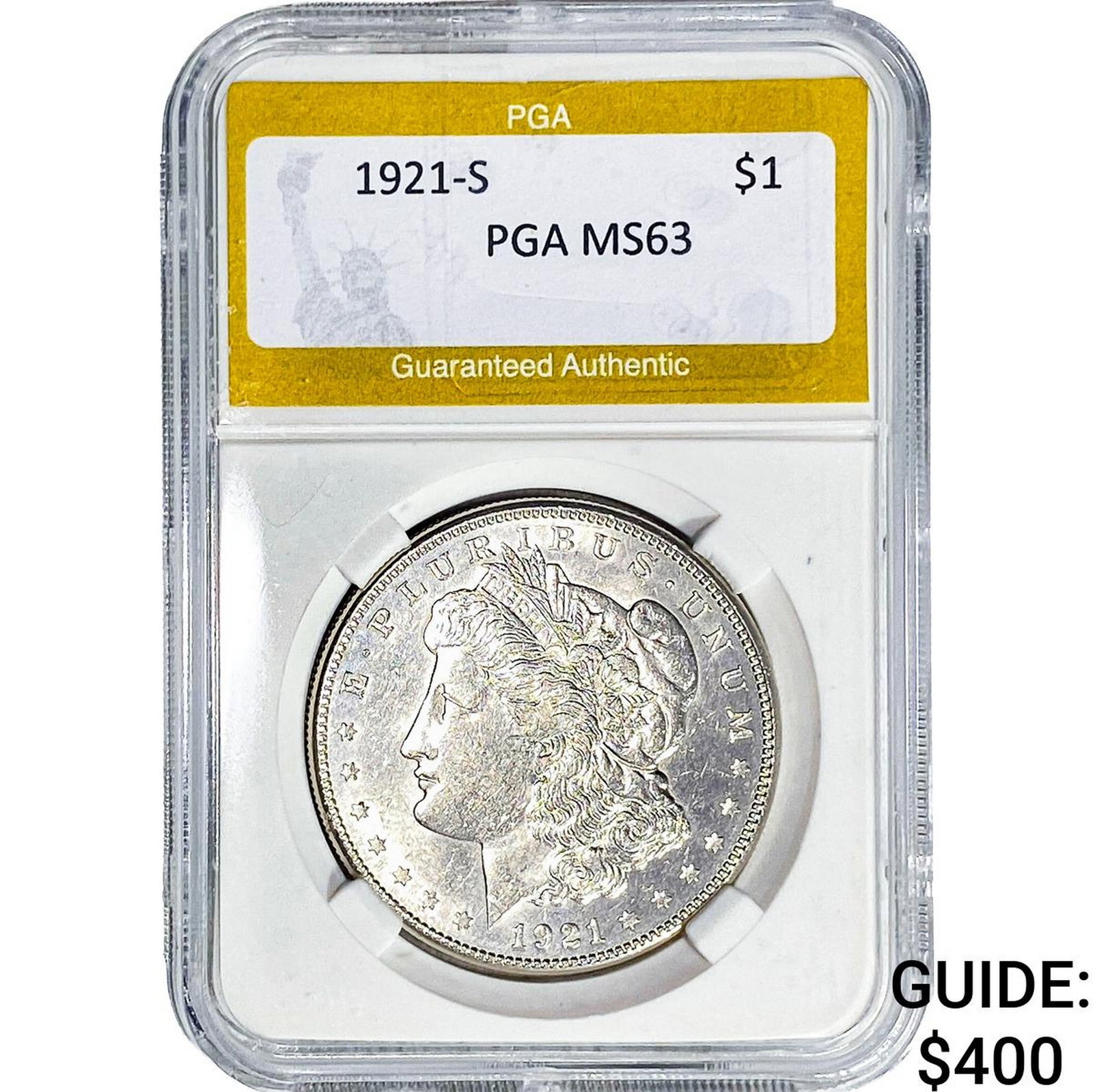 1921-S Morgan Silver Dollar PGA MS63: 1921-S Morgan Silver Dollar PGA MS63