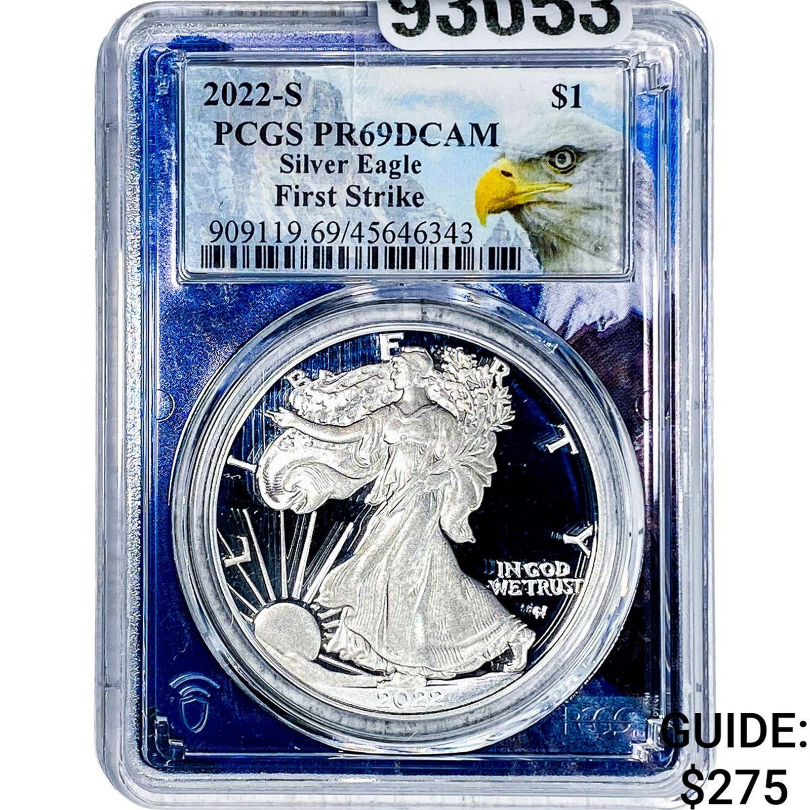 2022-S Silver Eagle PCGS PR69 DCAM: 2022-S Silver Eagle PCGS PR69 DCAM