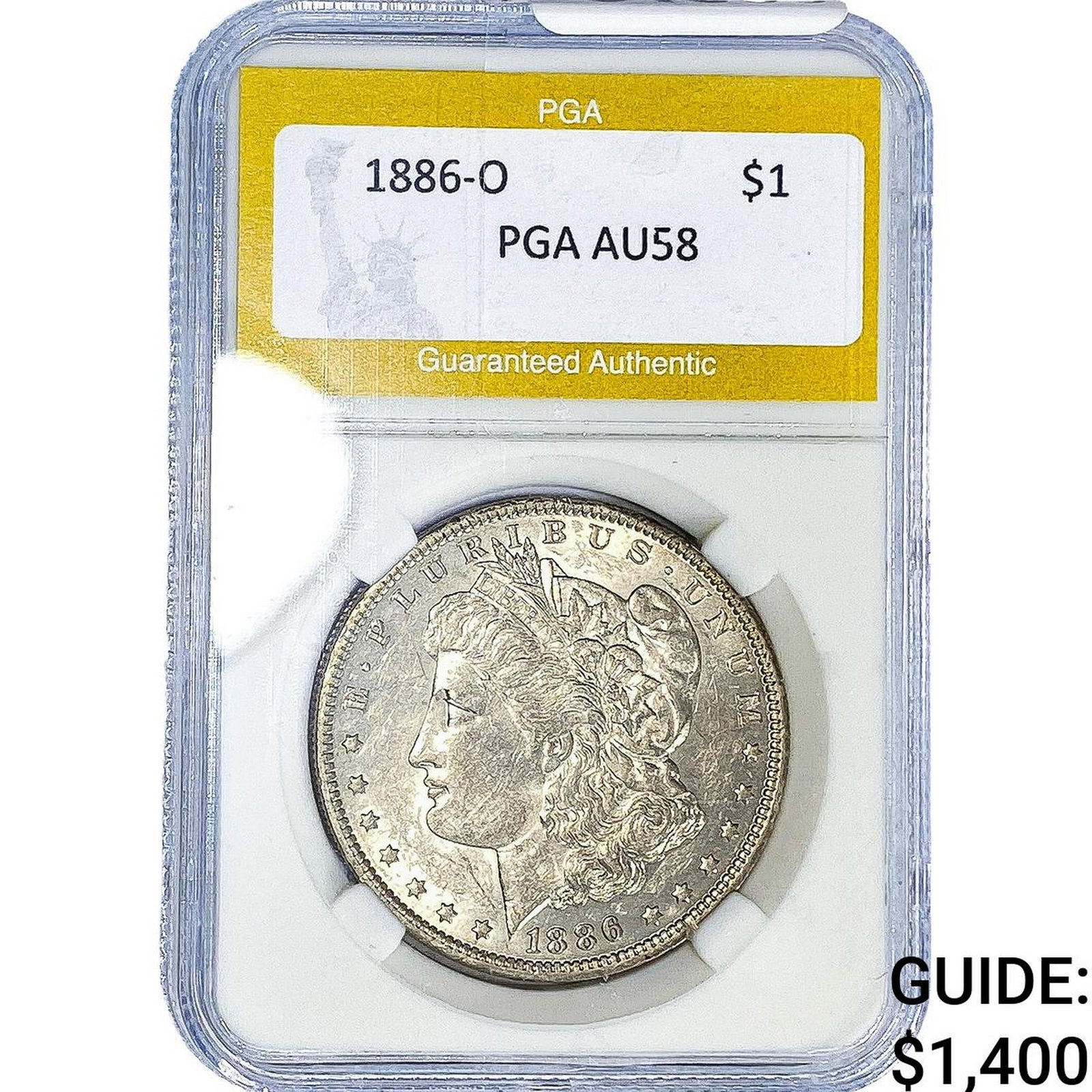 1886-O Morgan Silver Dollar PGA AU58: 1886-O Morgan Silver Dollar PGA AU58