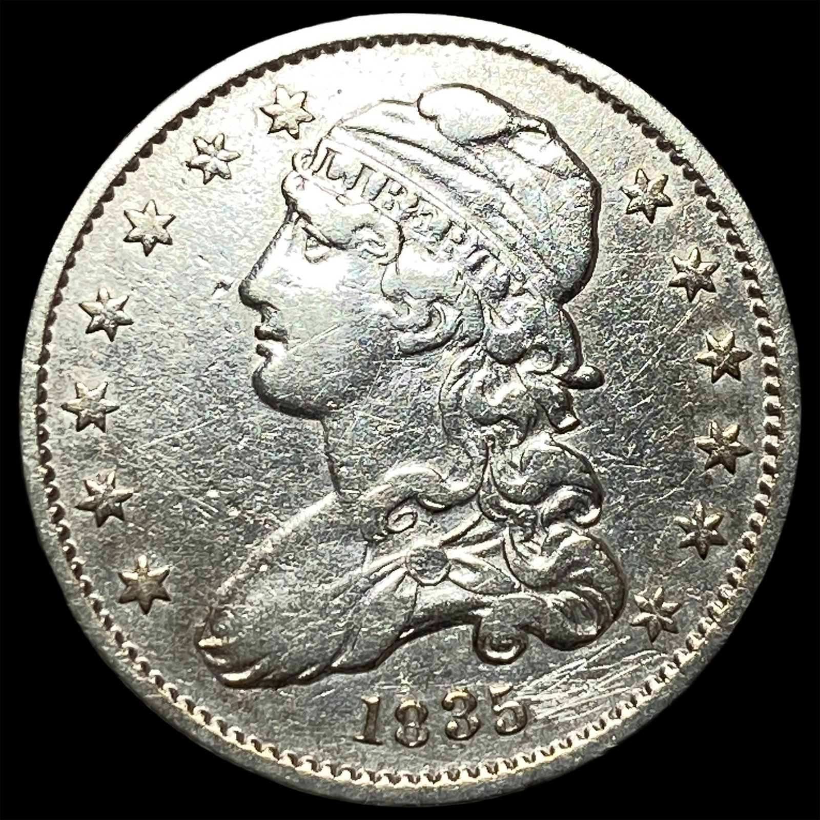 1835 Capped Bust Silver Quarter CLOSELY UNCIRCULATED (1 of 2)