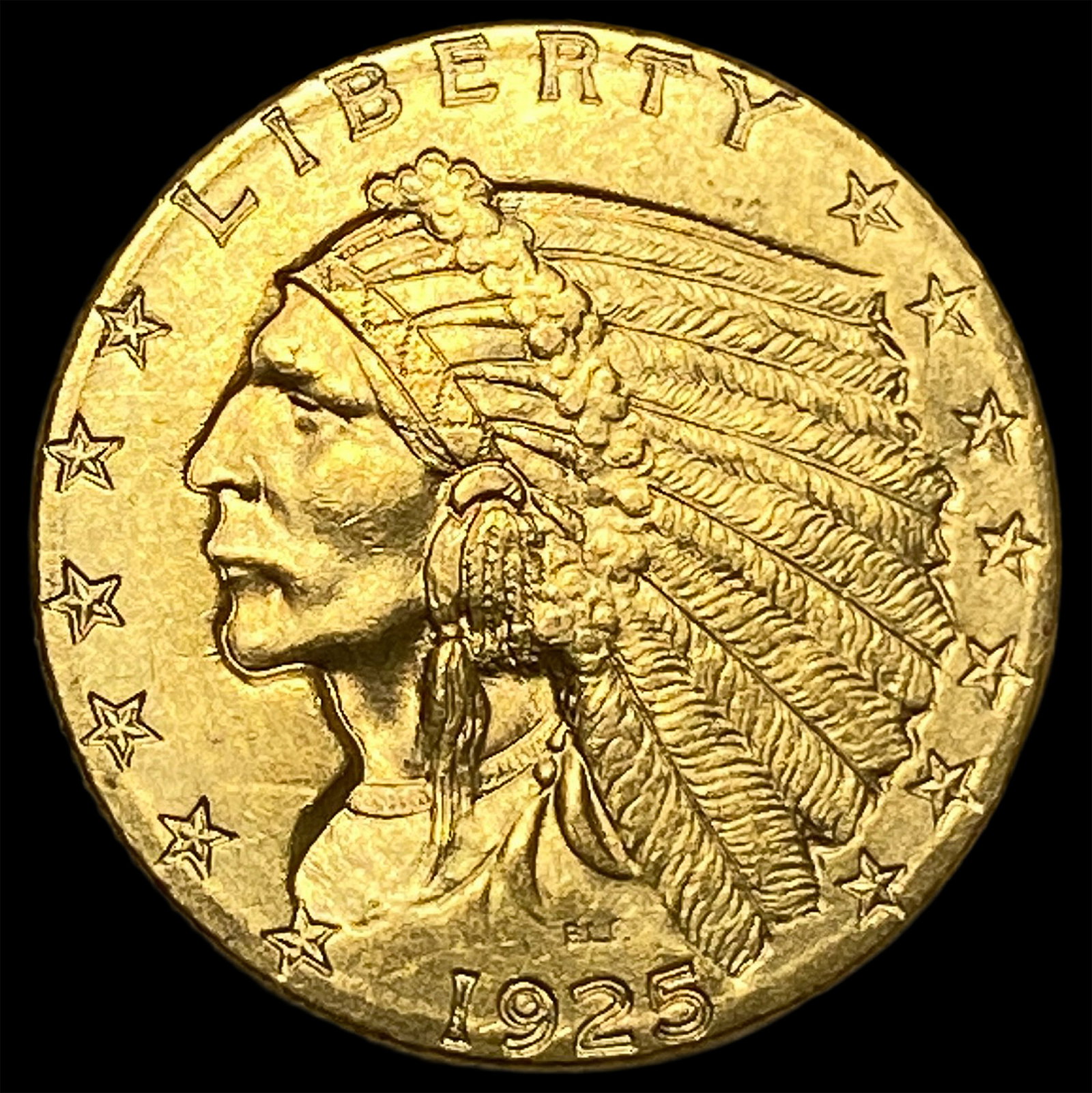 1925-D Gold Indian Head $2.5 Quarter Eagle UNCIRCULATED: 1925-D Gold Indian Head $2.5 Quarter Eagle UNCIRCULATED