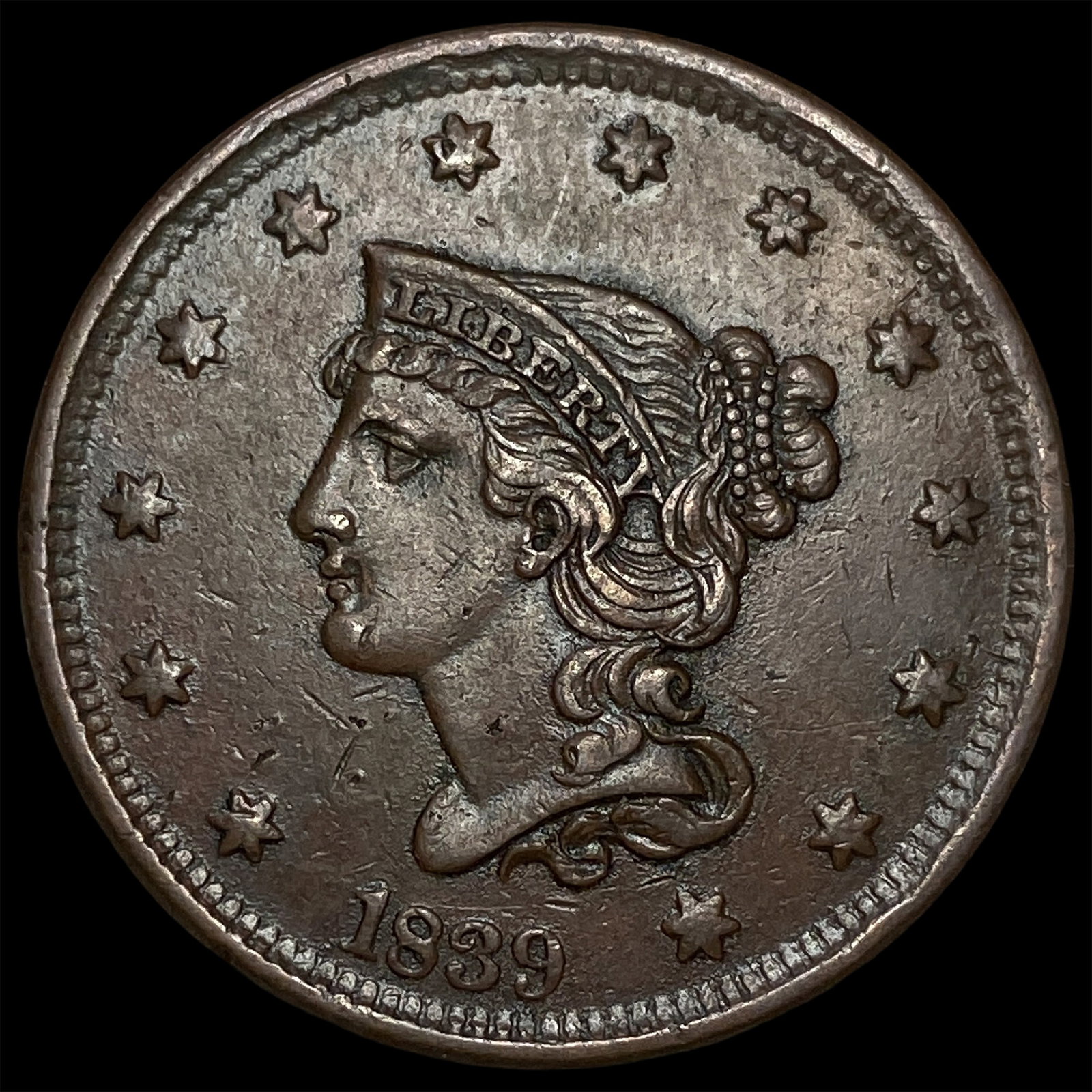 1839 Braided Hair Large Cent UNCIRCULATED: 1839 Braided Hair Large Cent UNCIRCULATED