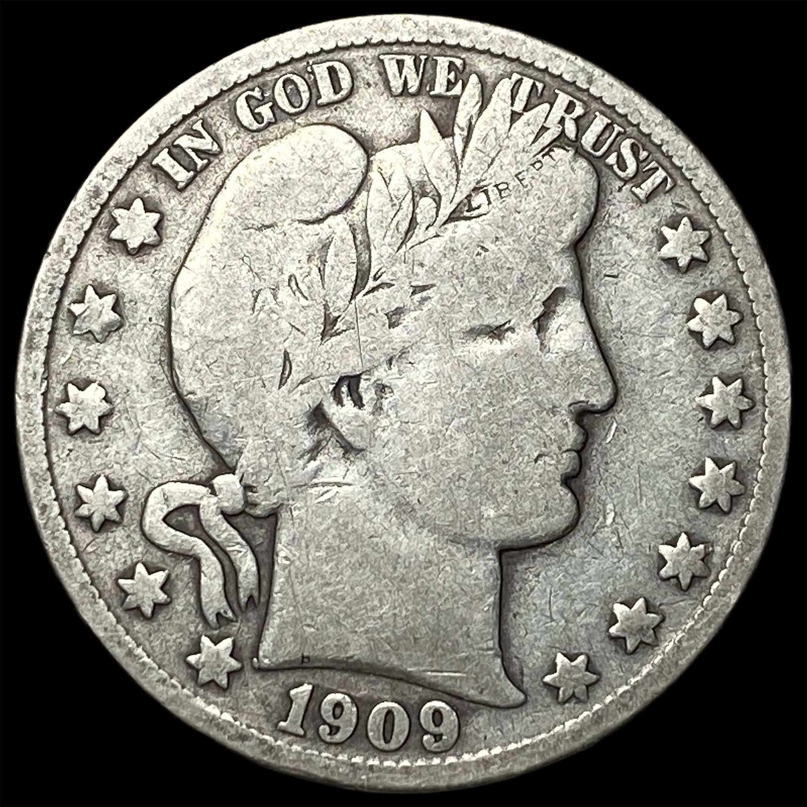 1909-S Silver Barber Half Dollar LIGHTLY CIRCULATED: 1909-S Silver Barber Half Dollar LIGHTLY CIRCULATED