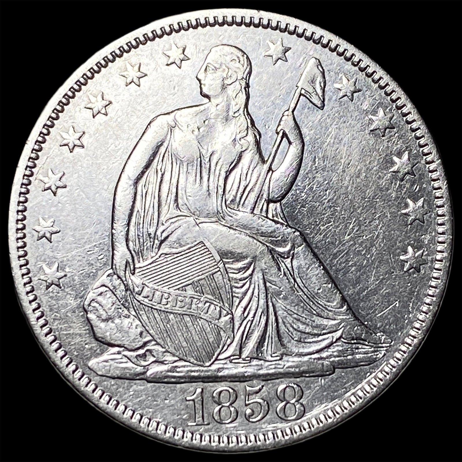 1858 Silver Seated Liberty Half Dollar UNCIRCULATED: 1858 Silver Seated Liberty Half Dollar UNCIRCULATED