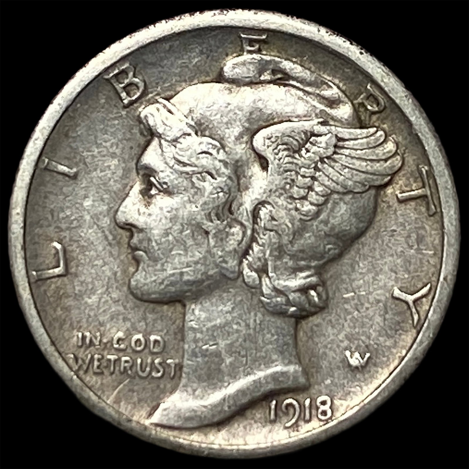 1918-S Silver Mercury Dime CLOSELY UNCIRCULATED: 1918-S Silver Mercury Dime CLOSELY UNCIRCULATED