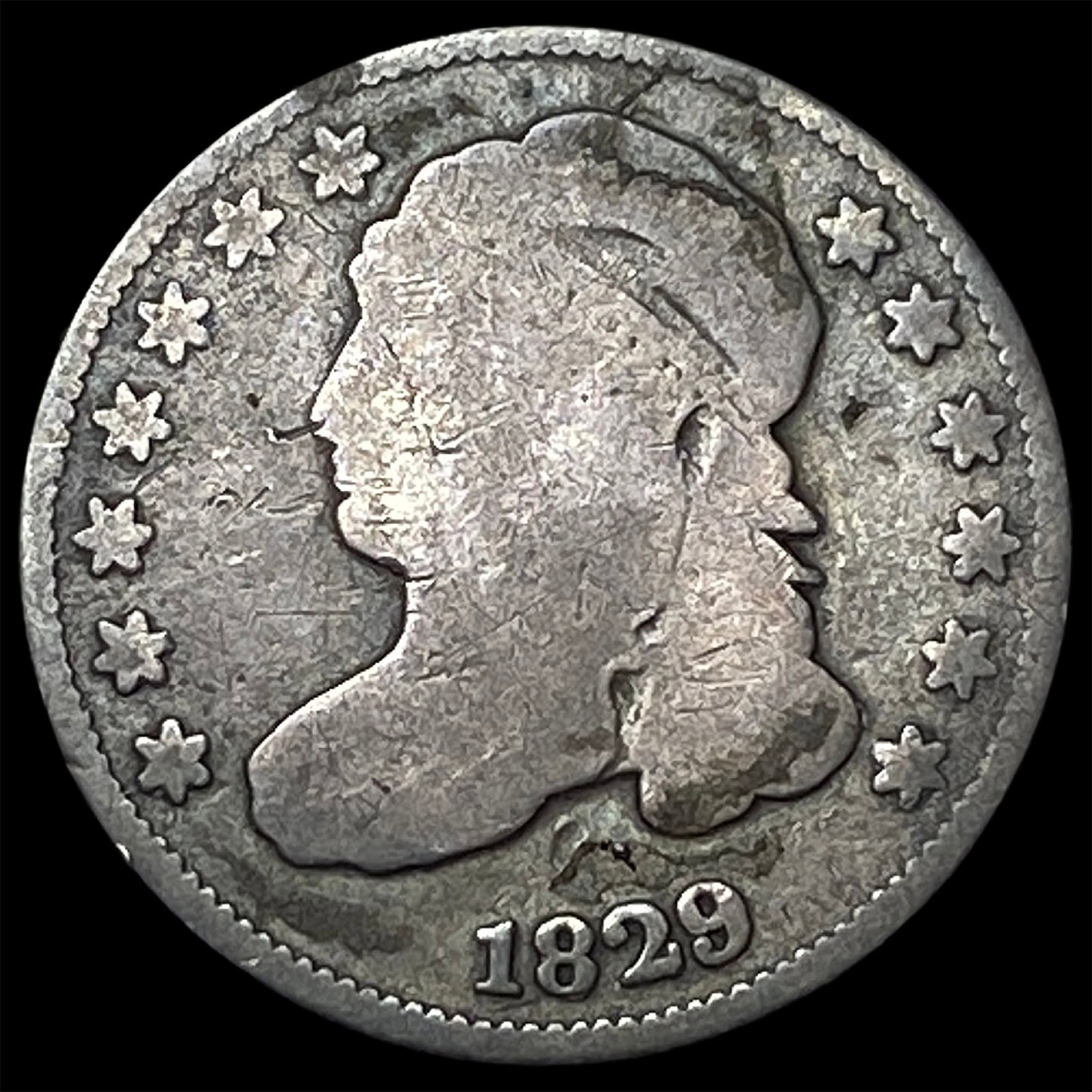 1829 Capped Bust Dime NICELY CIRCULATED: 1829 Capped Bust Dime NICELY CIRCULATED