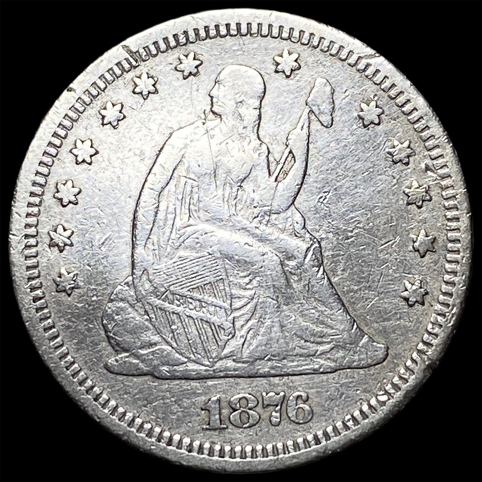 1876-S Silver Seated Liberty Quarter NEARLY UNCIRCULATED: 1876-S Silver Seated Liberty Quarter NEARLY UNCIRCULATED