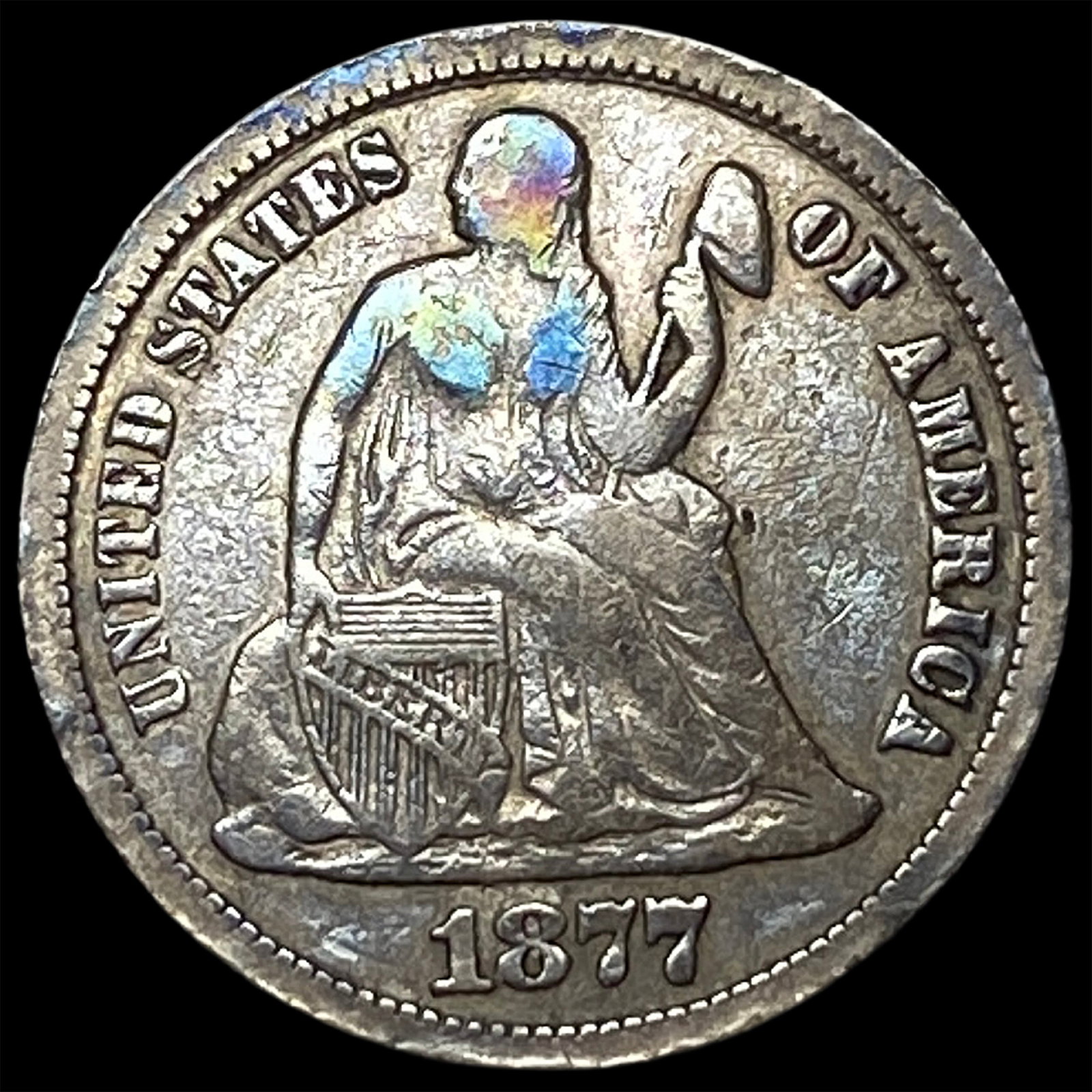 1877-CC Silver Seated Liberty Dime NEARLY UNCIRCULATED (1 of 2)
