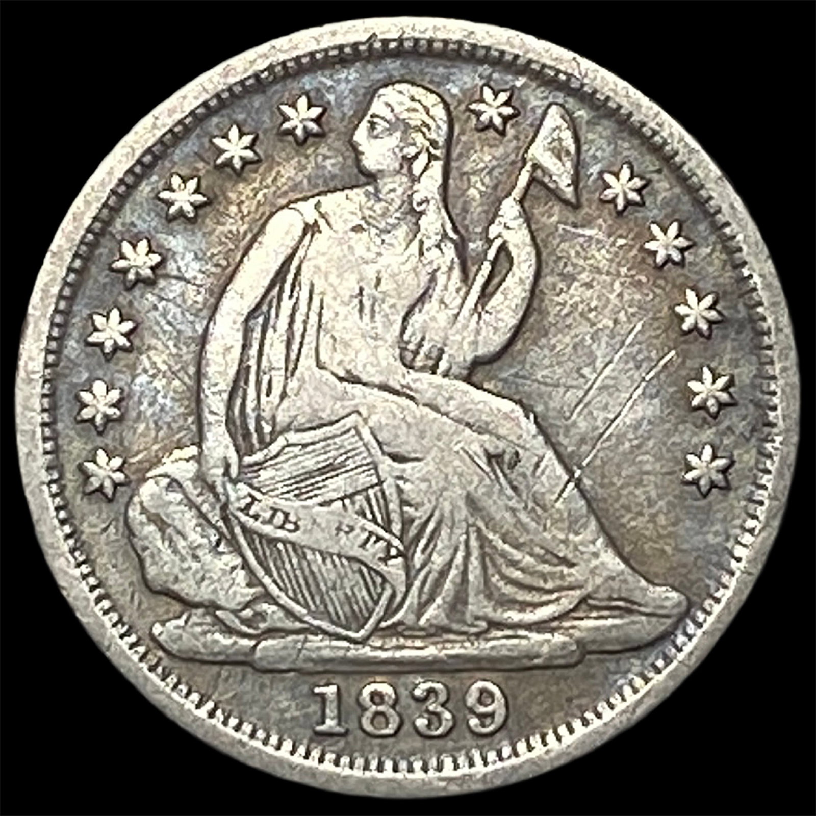 1839-O Silver Seated Liberty Half Dime CLOSELY UNCIRCULATED: 1839-O Silver Seated Liberty Half Dime CLOSELY UNCIRCULATED
