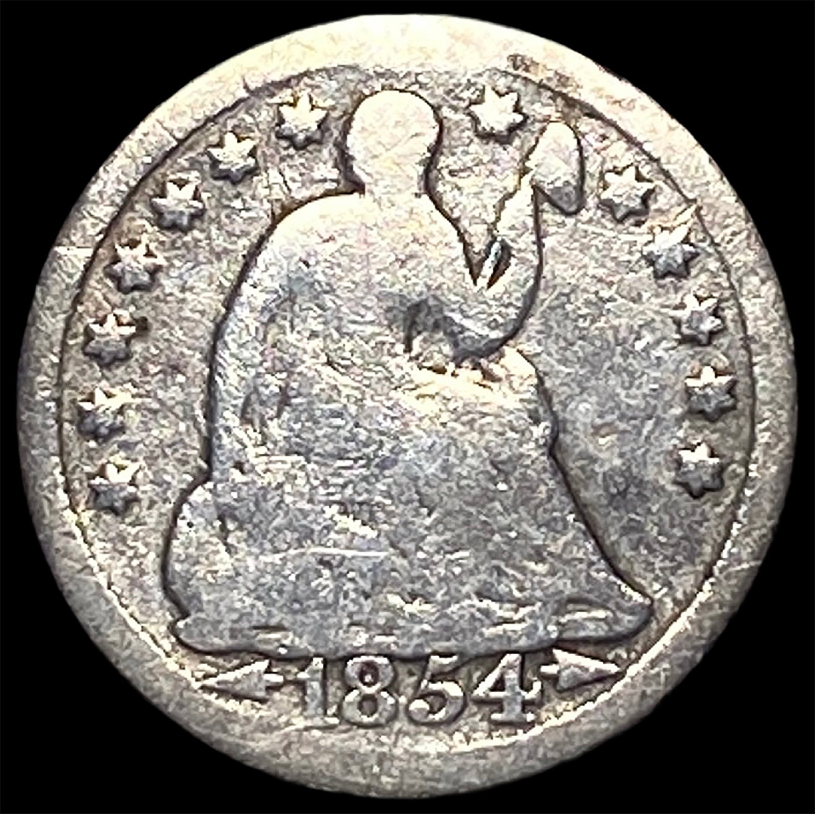 1854 Seated Liberty Half Dime NICELY CIRCULATED (1 of 2)