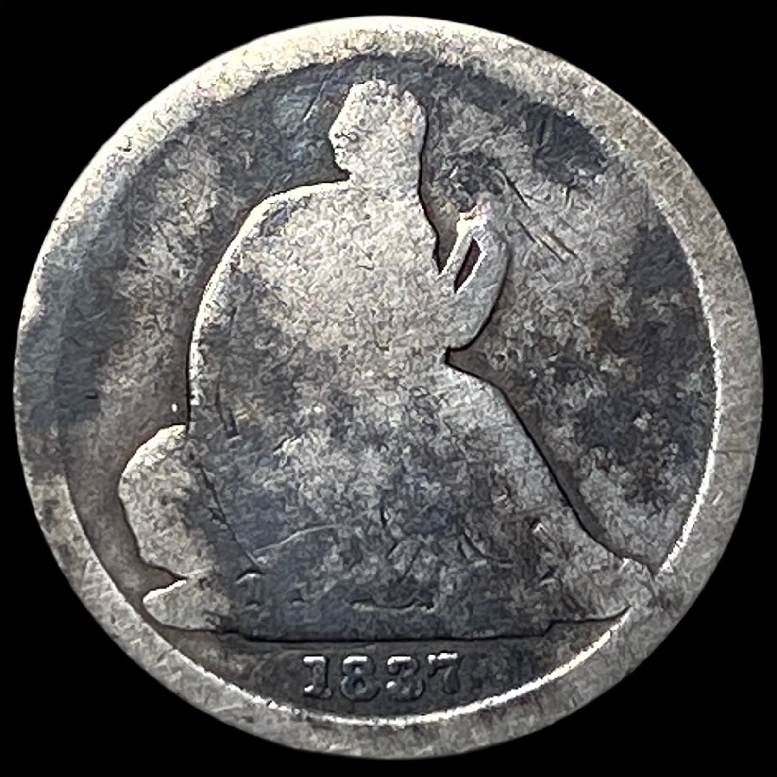1837 Silver Seated Liberty Dime NICELY CIRCULATED (1 of 2)