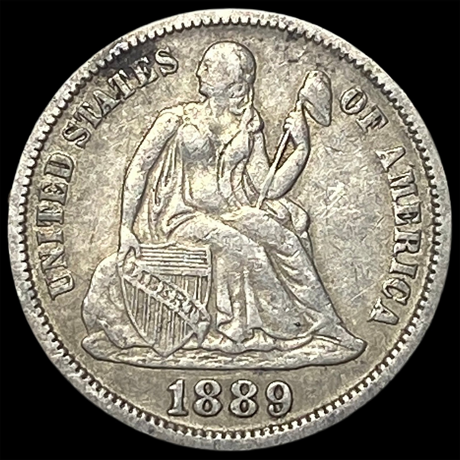 1889 Seated Liberty Dime CLOSELY UNCIRCULATED: 1889 Seated Liberty Dime CLOSELY UNCIRCULATED