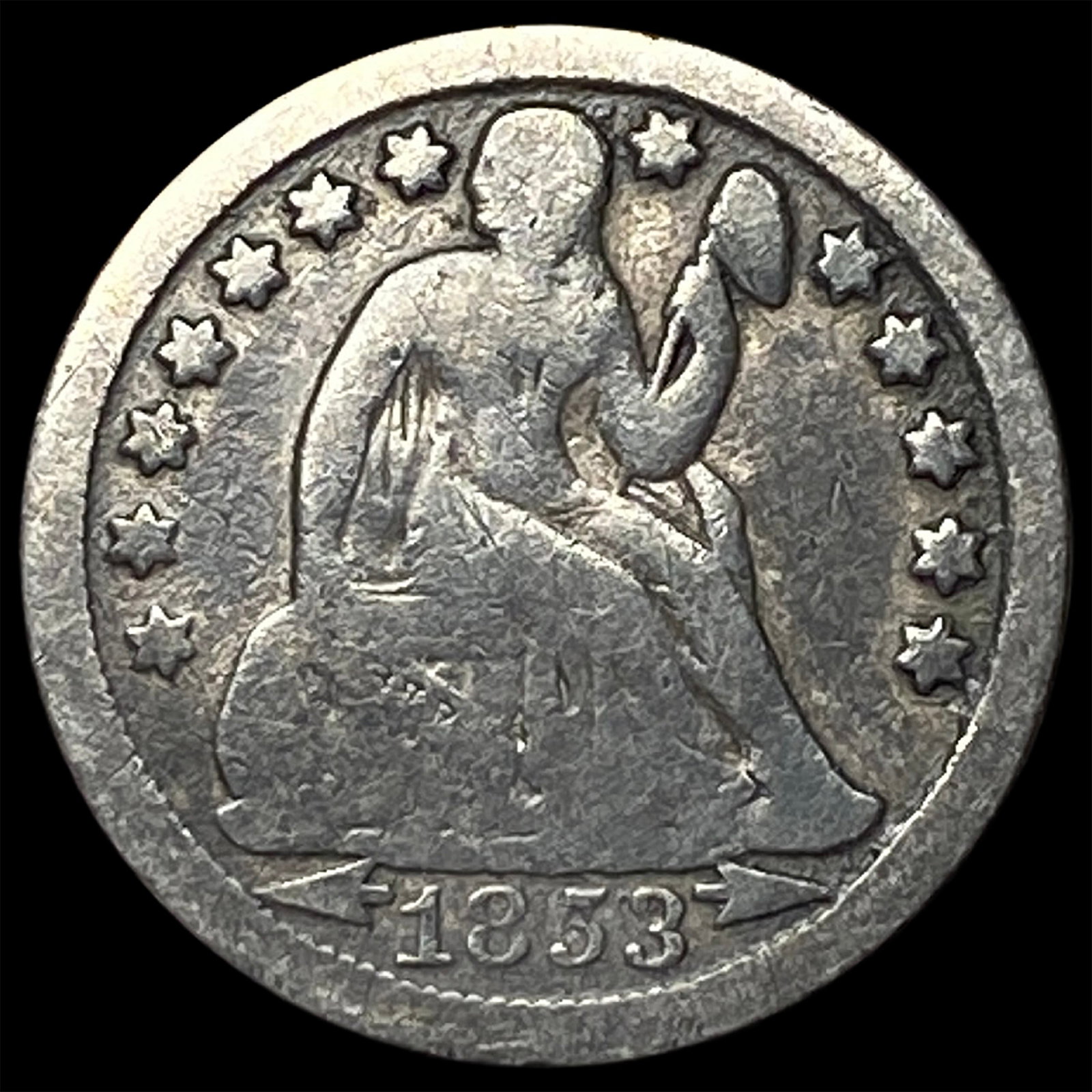 1853-O Seated Liberty Dime LIGHTLY CIRCULATED (1 of 2)