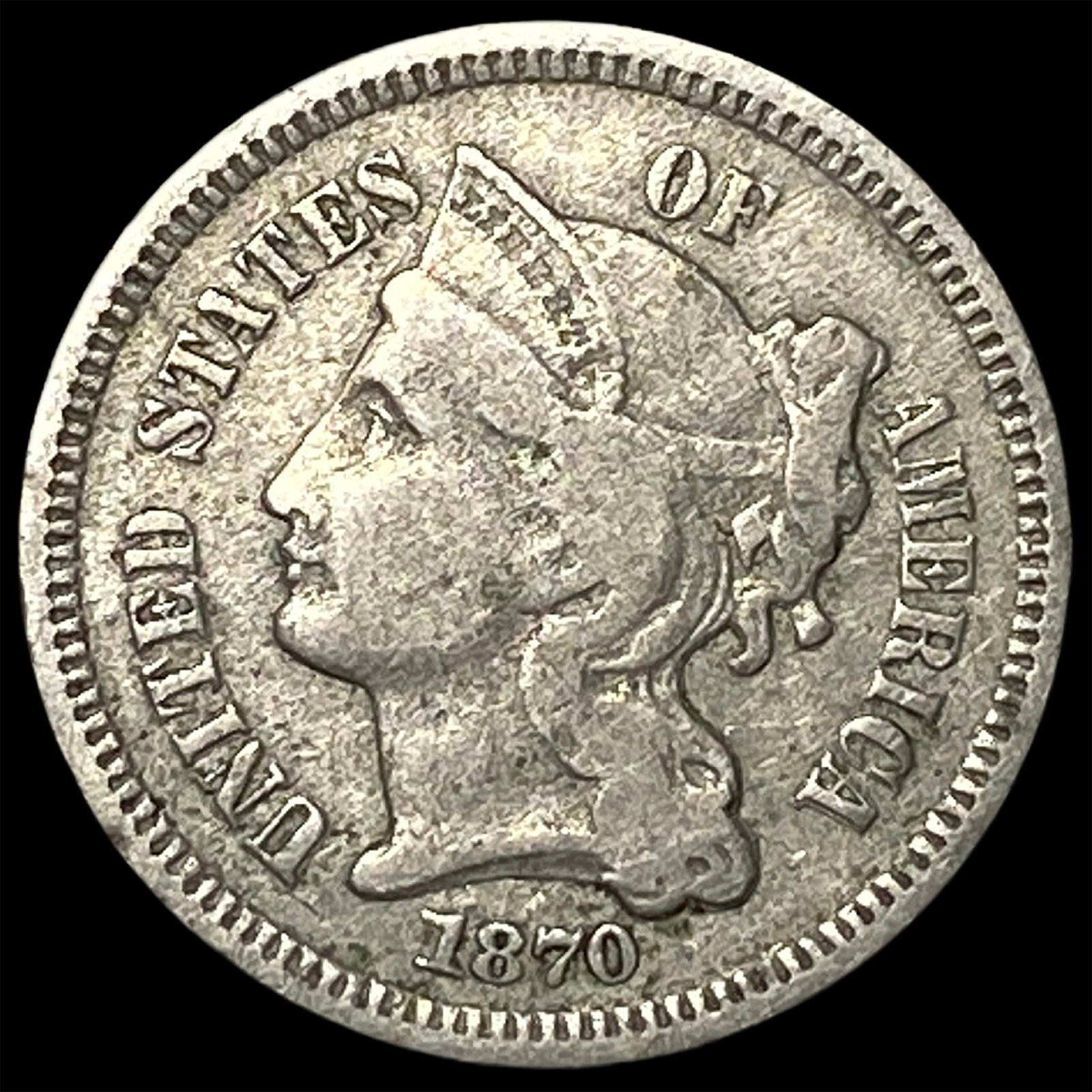 1870 Nickel Three-Cent Piece LIGHTLY CIRCULATED (1 of 2)