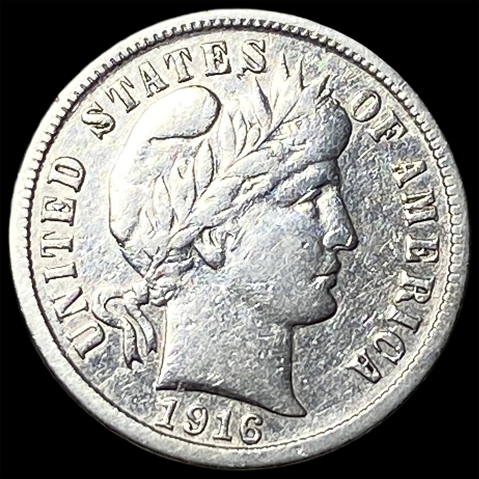1916-S Silver Barber Dime NEARLY UNCIRCULATED: 1916-S Silver Barber Dime NEARLY UNCIRCULATED