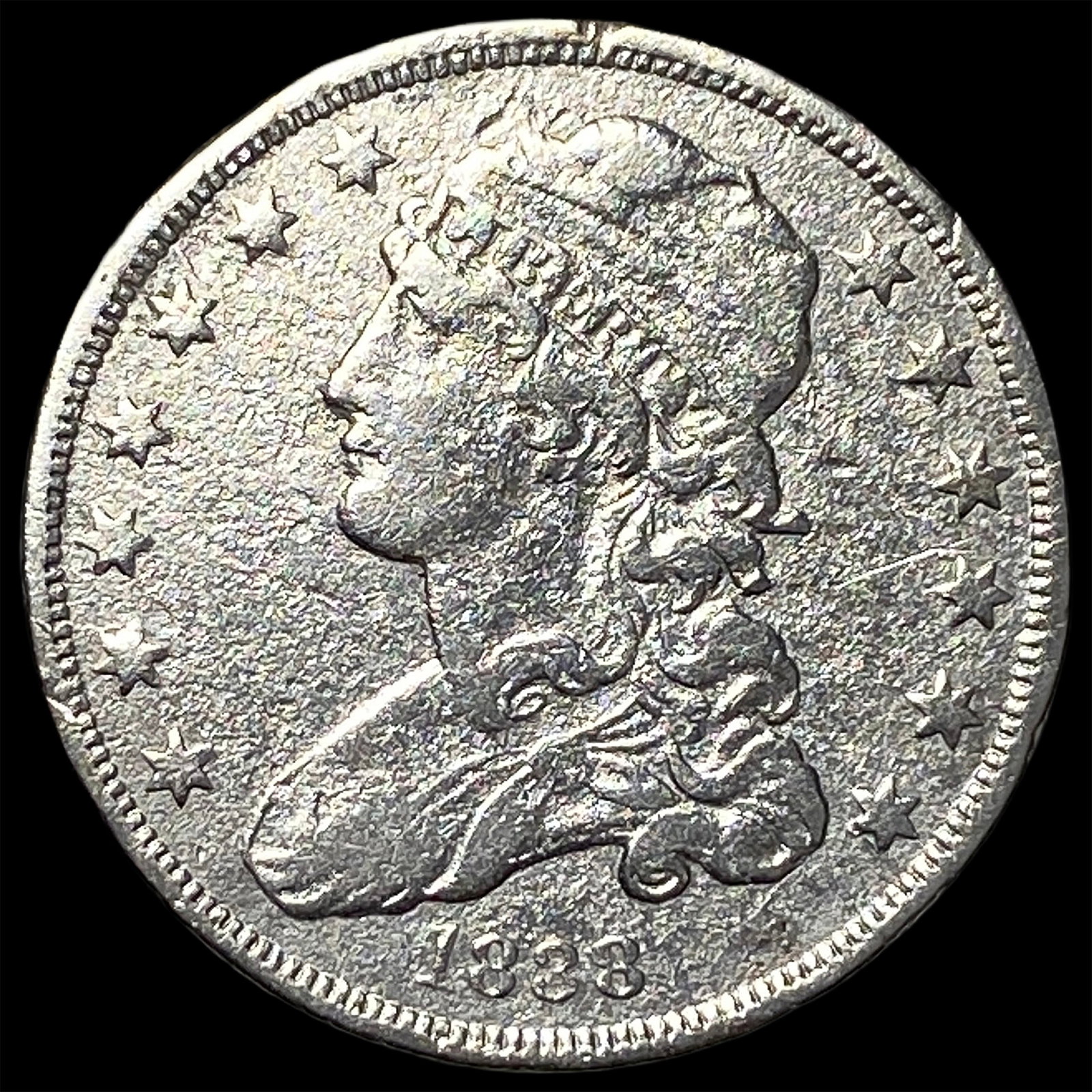 1838 Silver Capped Bust Quarter CLOSELY UNCIRCULATED: 1838 Silver Capped Bust Quarter CLOSELY UNCIRCULATED