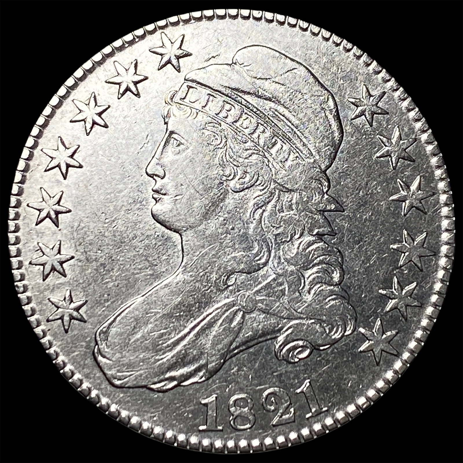 1821 Capped Bust Half Dollar NEARLY UNCIRCULATED: 1821 Capped Bust Half Dollar NEARLY UNCIRCULATED