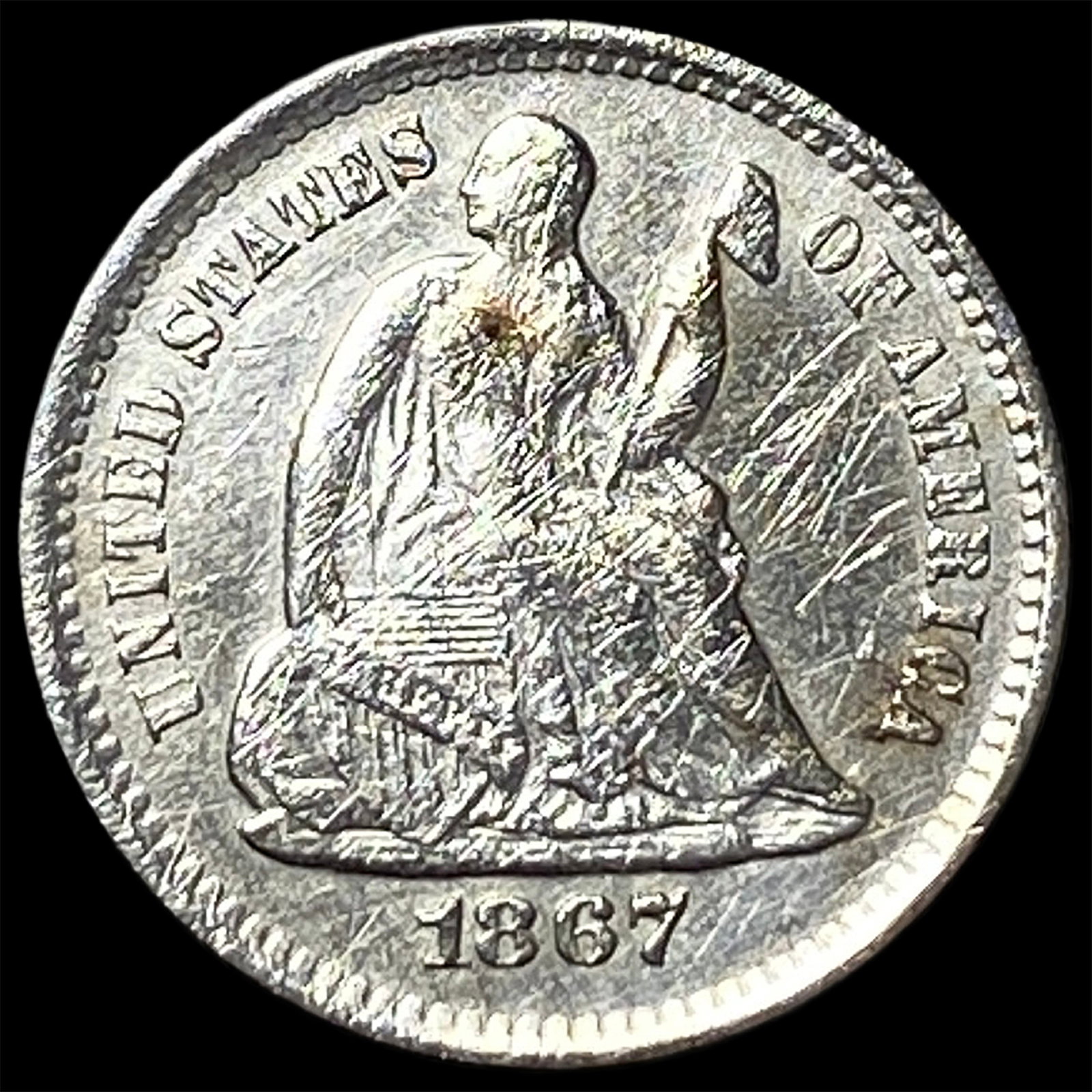 1867-S Silver Seated Liberty Half Dime HIGH GRADE: 1867-S Silver Seated Liberty Half Dime HIGH GRADE