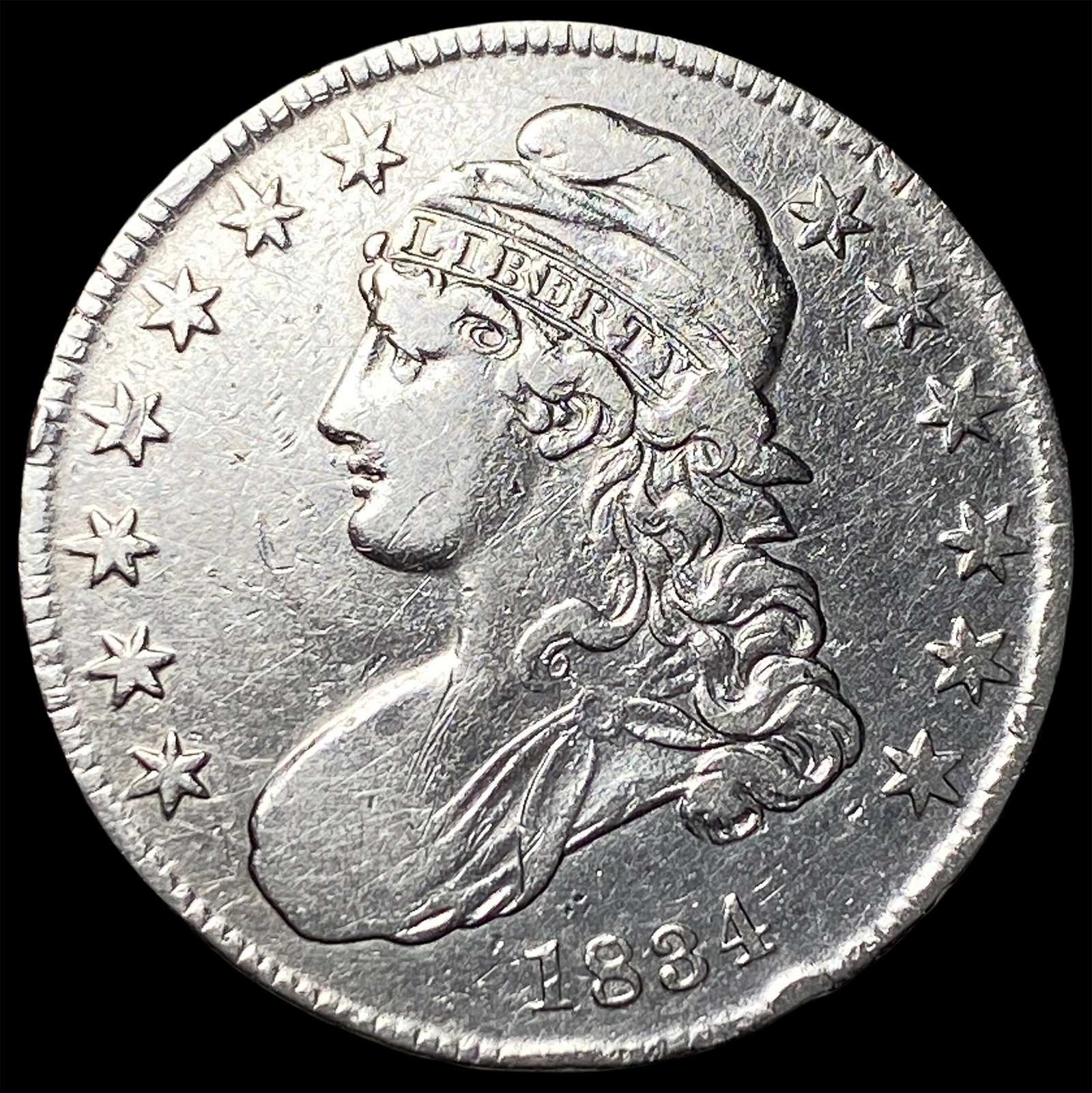 1834 Capped Bust Half Dollar NEARLY UNCIRCULATED: 1834 Capped Bust Half Dollar NEARLY UNCIRCULATED