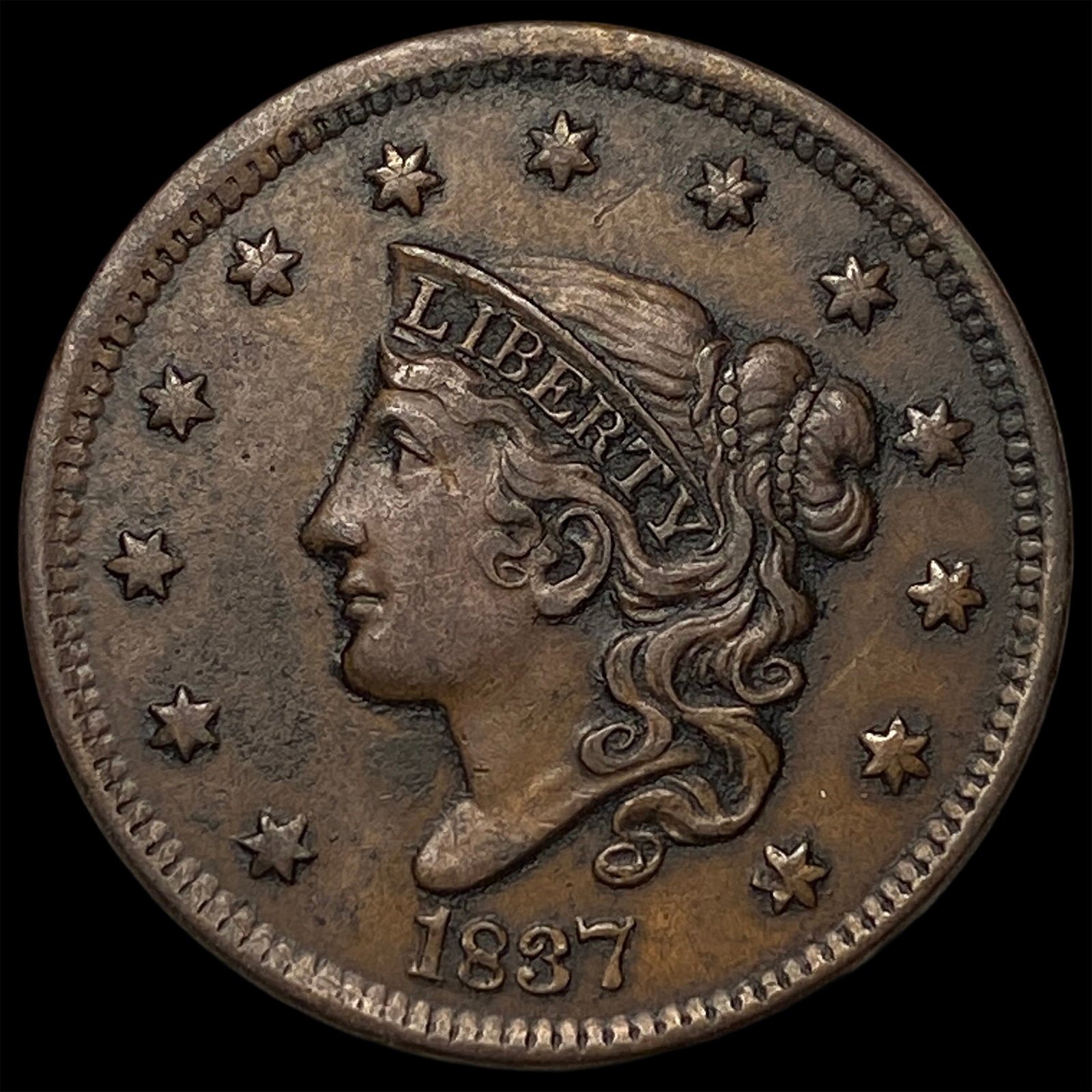 1837 Coronet Head Large Cent CHOICE AU (1 of 2)