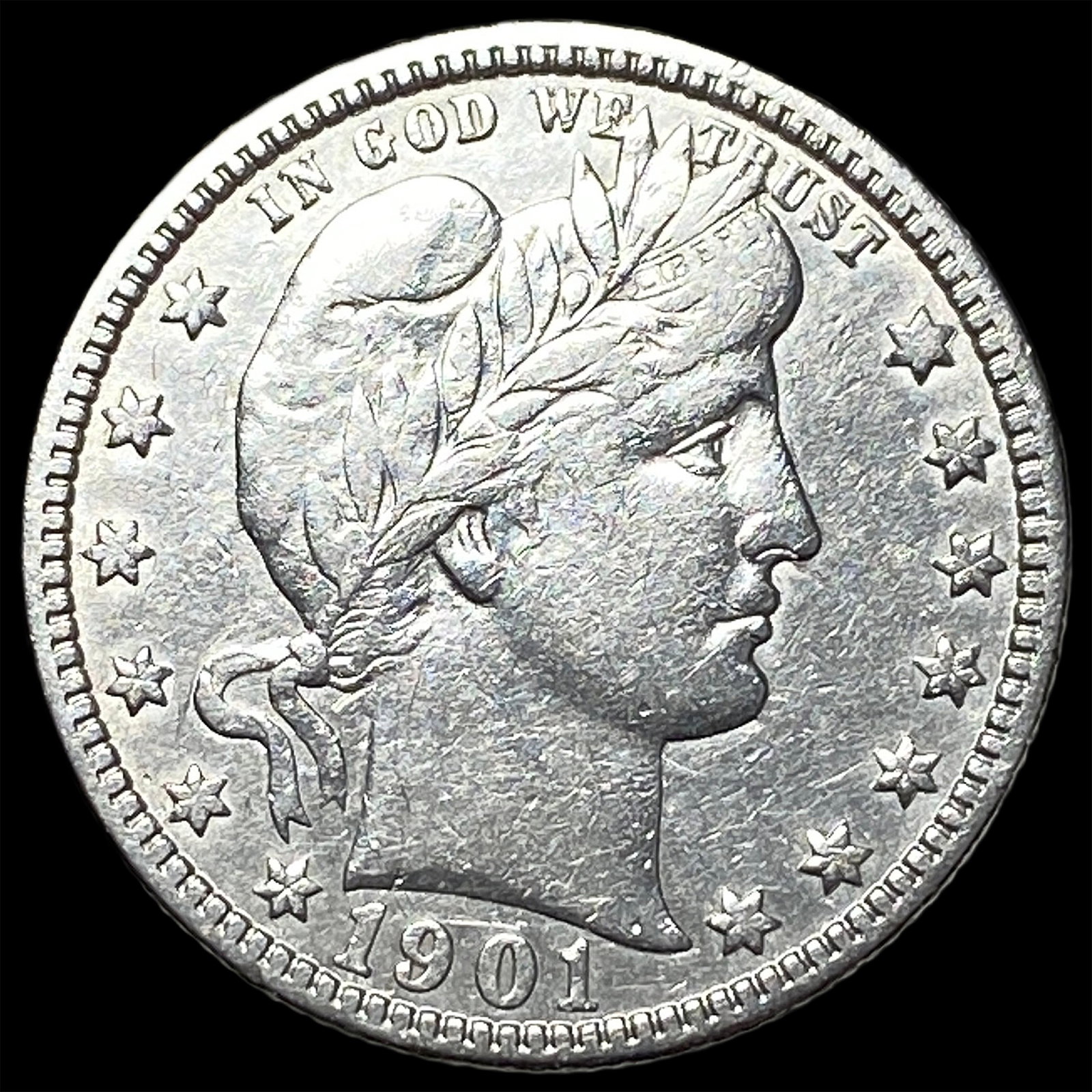 1901-O Barber Silver Quarter NEARLY UNCIRCULATED: 1901-O Barber Silver Quarter NEARLY UNCIRCULATED