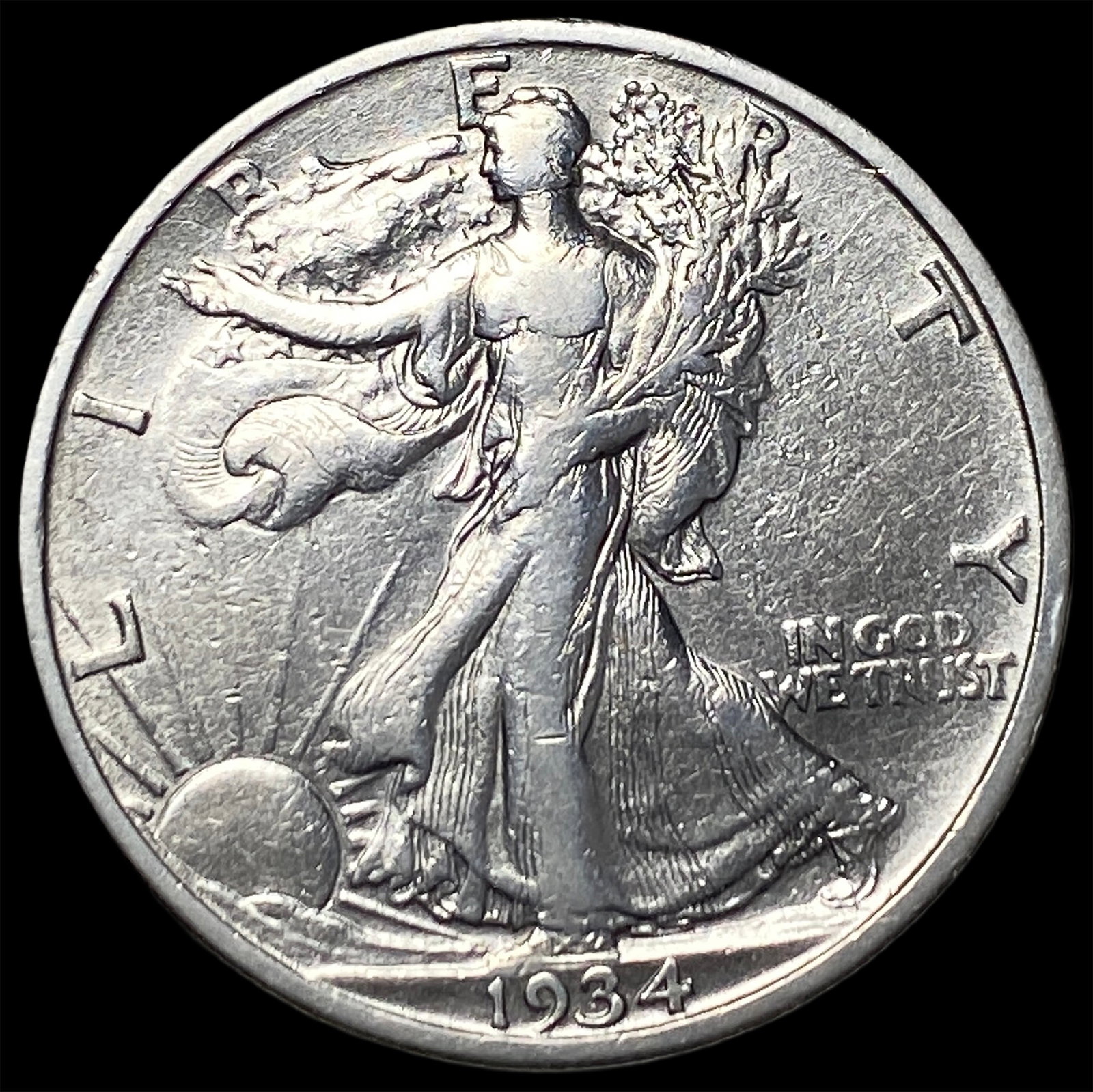 1934-S Silver Walking Liberty Half Dollar LIGHTLY CIRCULATED: 1934-S Silver Walking Liberty Half Dollar LIGHTLY CIRCULATED