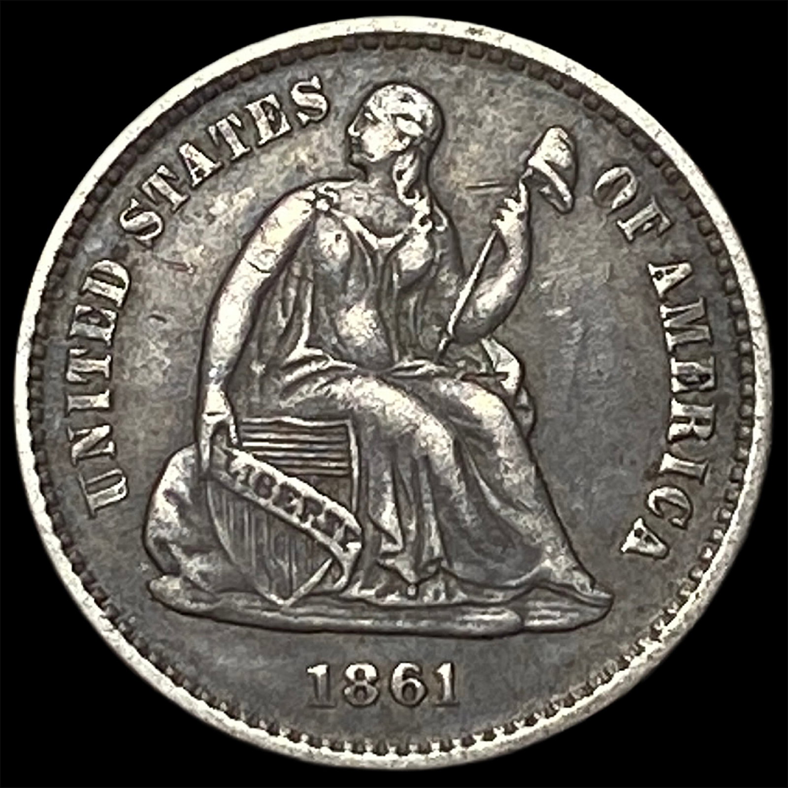 1861 Silver Half Dime CHOICE AU: 1861 Silver Half Dime CHOICE AU