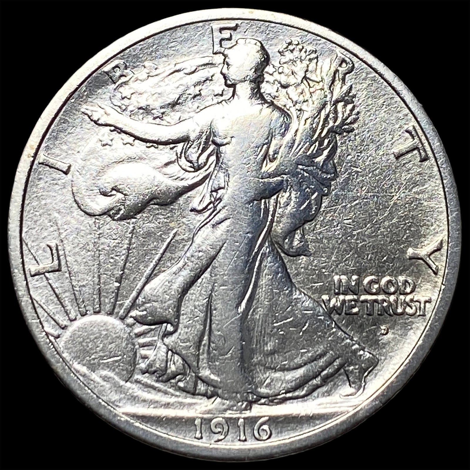 1916-D Walking Liberty Half Dollar NEARLY UNCIRCULATED (1 of 2)