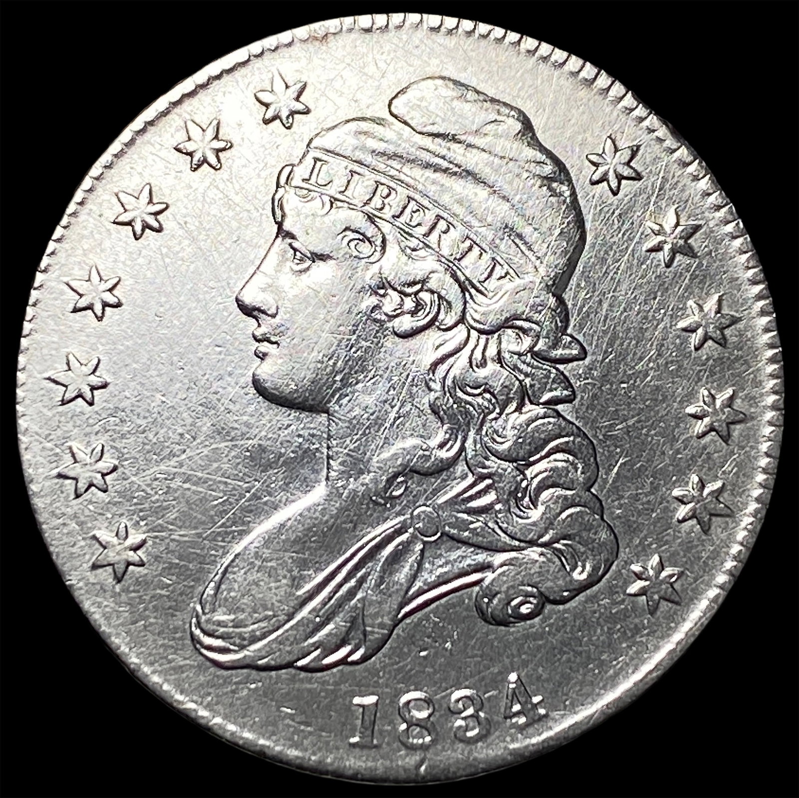 1834 Silver Capped Bust Half Dollar CHOICE AU: 1834 Silver Capped Bust Half Dollar CHOICE AU