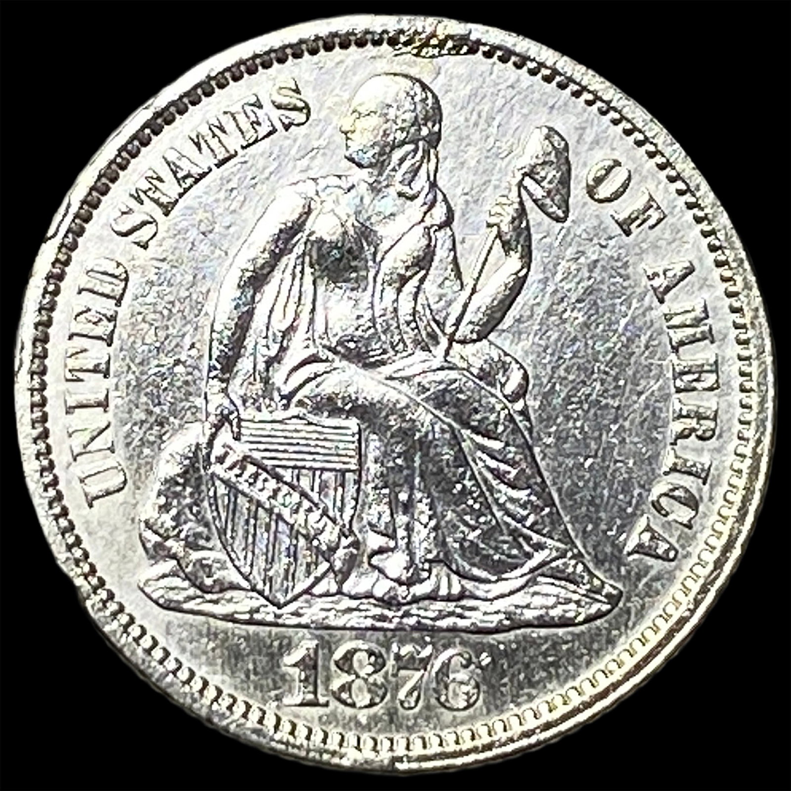 1876 Silver Seated Liberty Dime CLOSELY UNCIRCULATED: 1876 Silver Seated Liberty Dime CLOSELY UNCIRCULATED