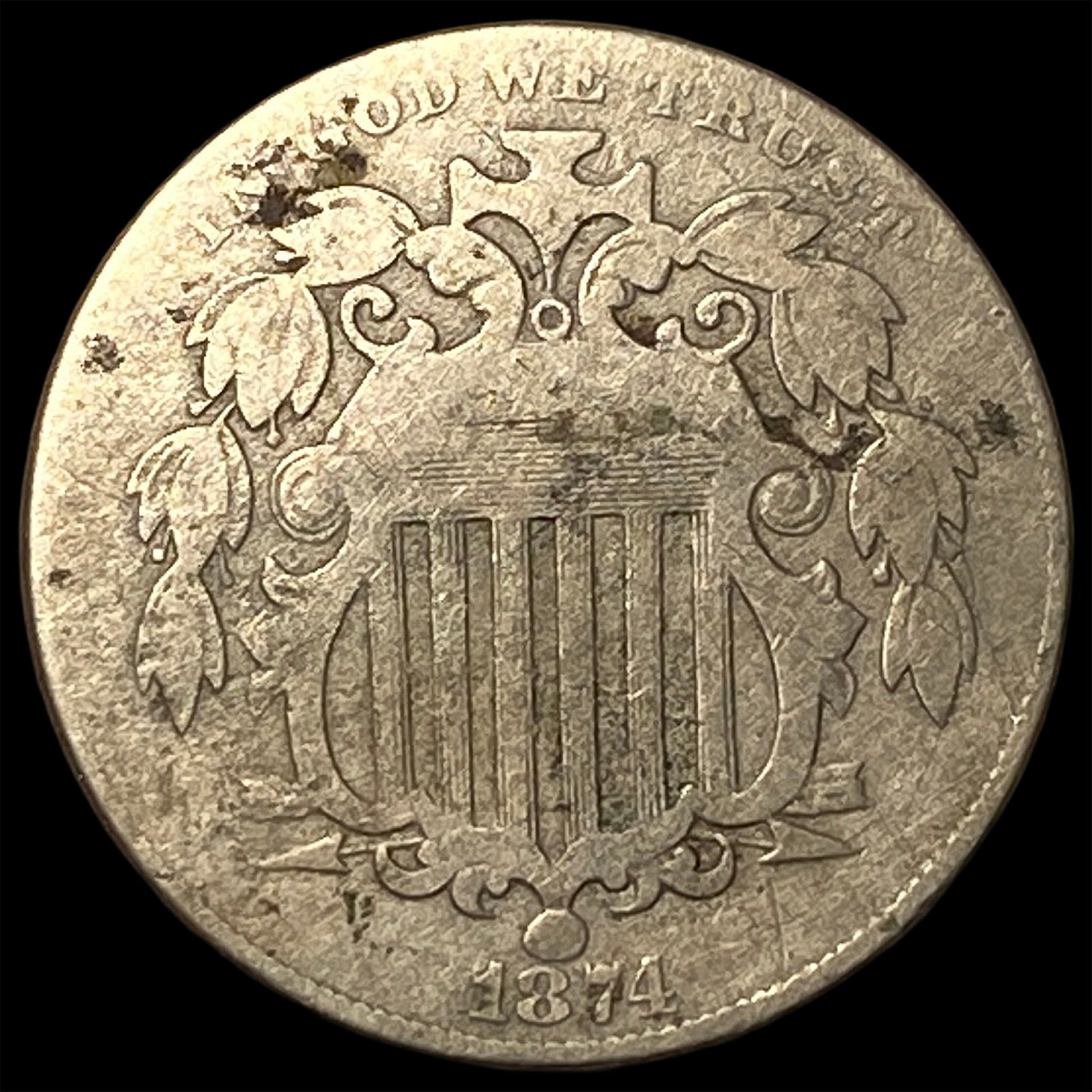 1874 Shield Nickel LIGHTLY CIRCULATED (1 of 2)